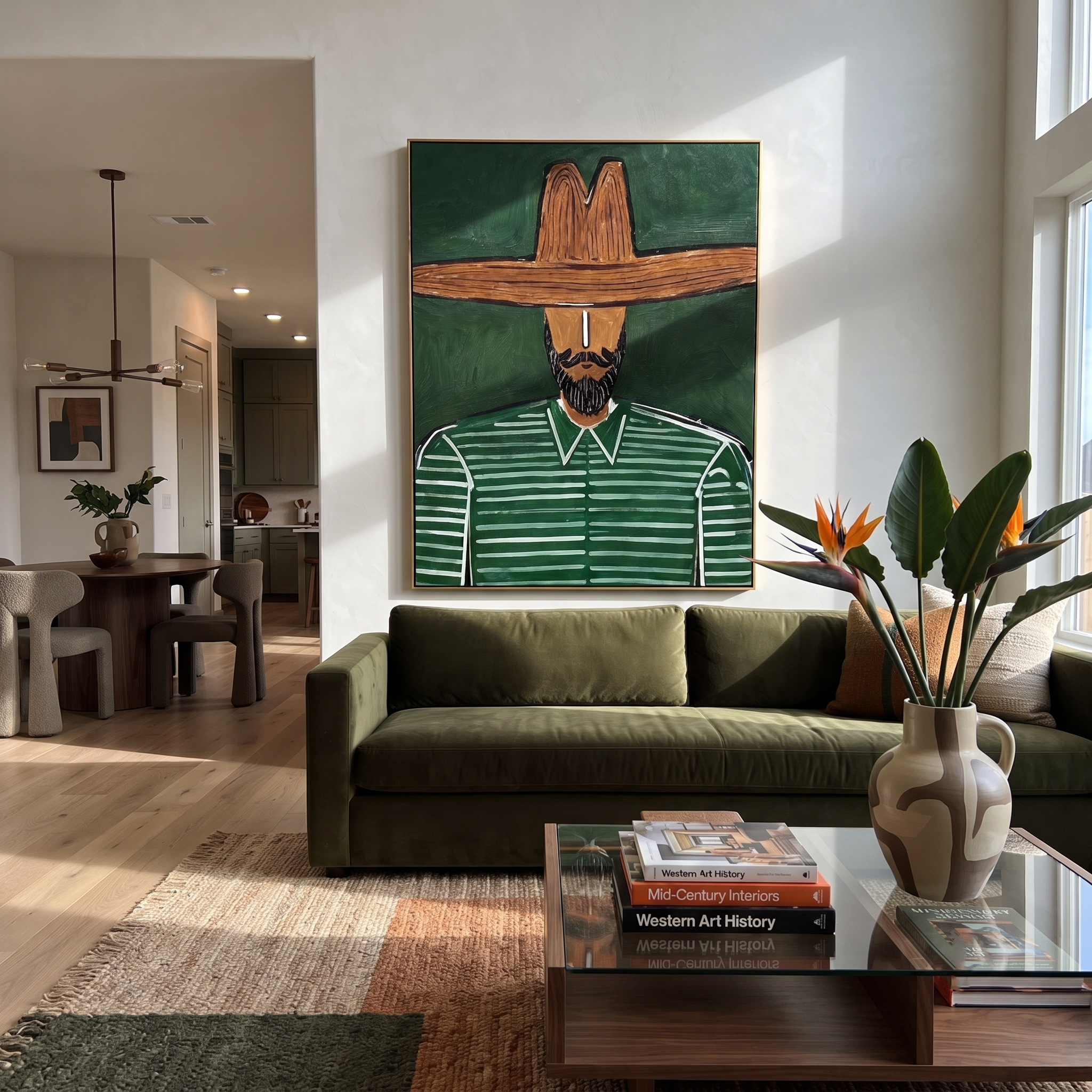 Green Stripes Hold Ground styled in a layered residential interior