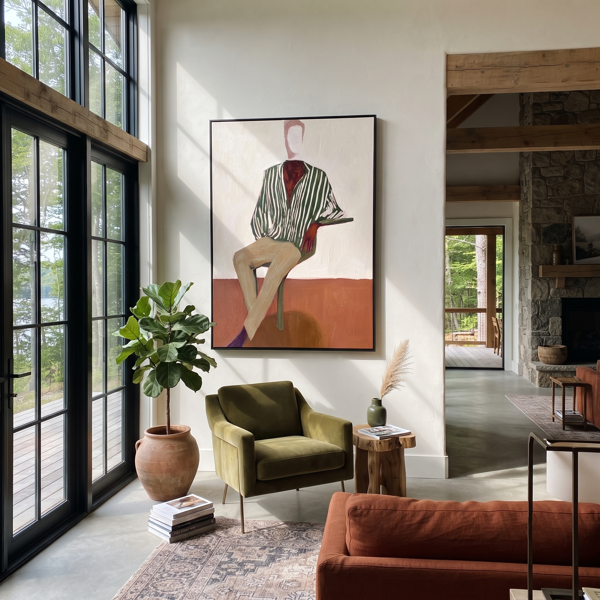 Green Stripes at Dusk styled in a layered residential interior