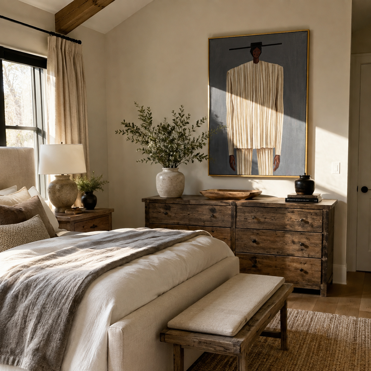 Ivory Lines Stand Tall presented above a contemporary console