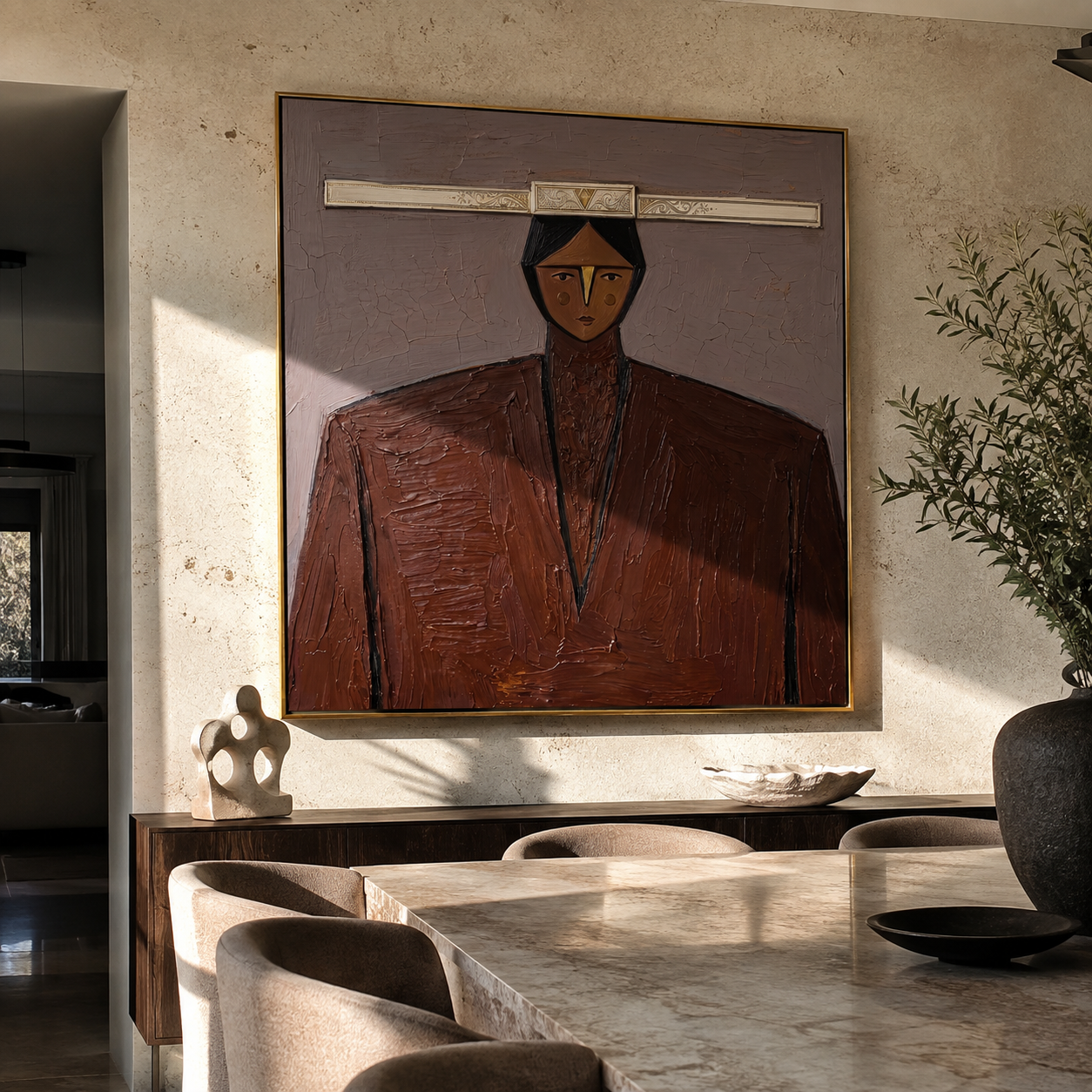 Silver Horizon Guards Brown styled with neutral modern furnishings