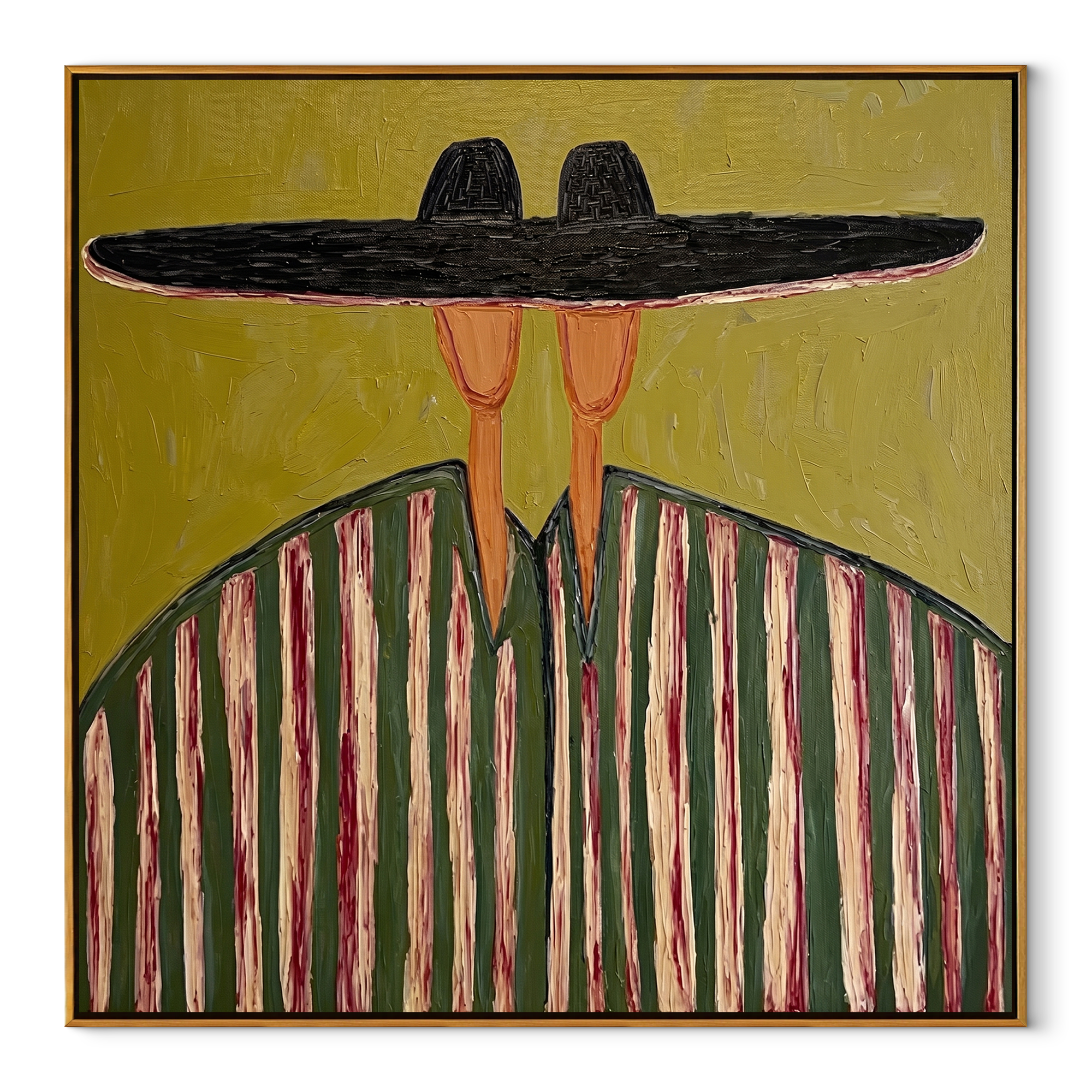 Black Horizon Meets Moss abstract figurative textured painting, square canvas artwork