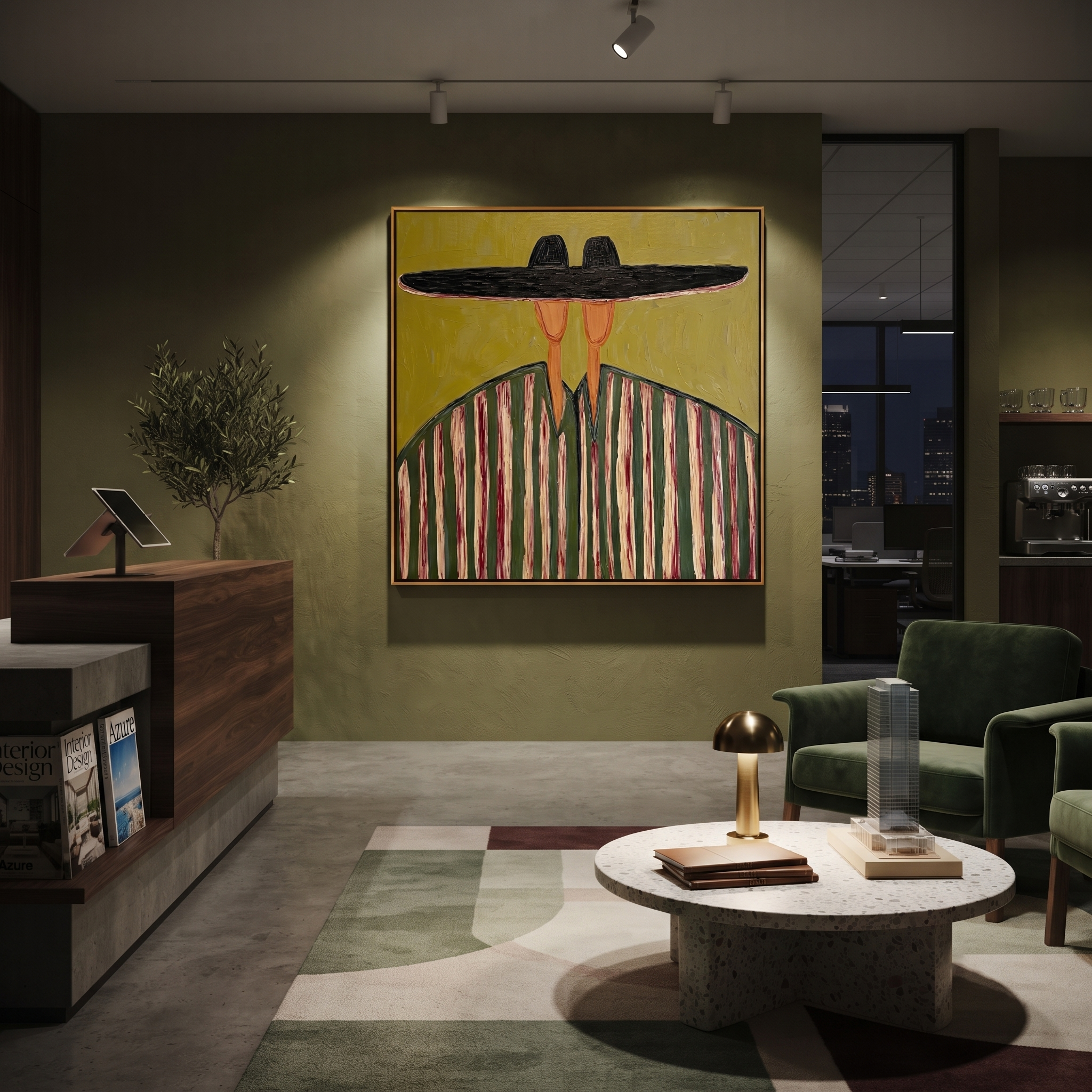 Black Horizon Meets Moss styled with neutral modern furnishings