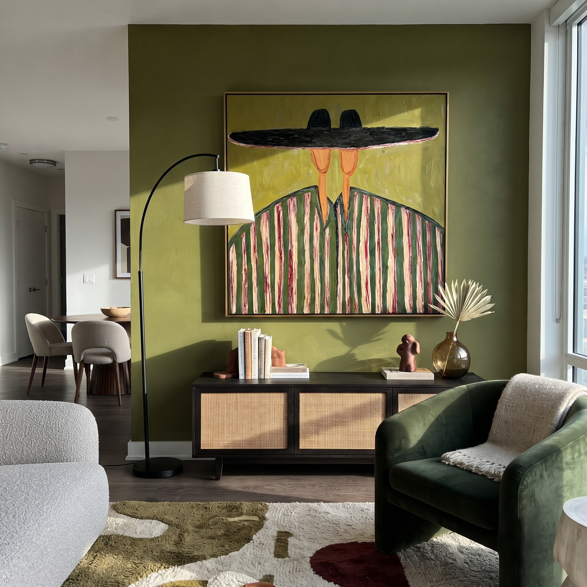 Black Horizon Meets Moss displayed as a modern room focal point