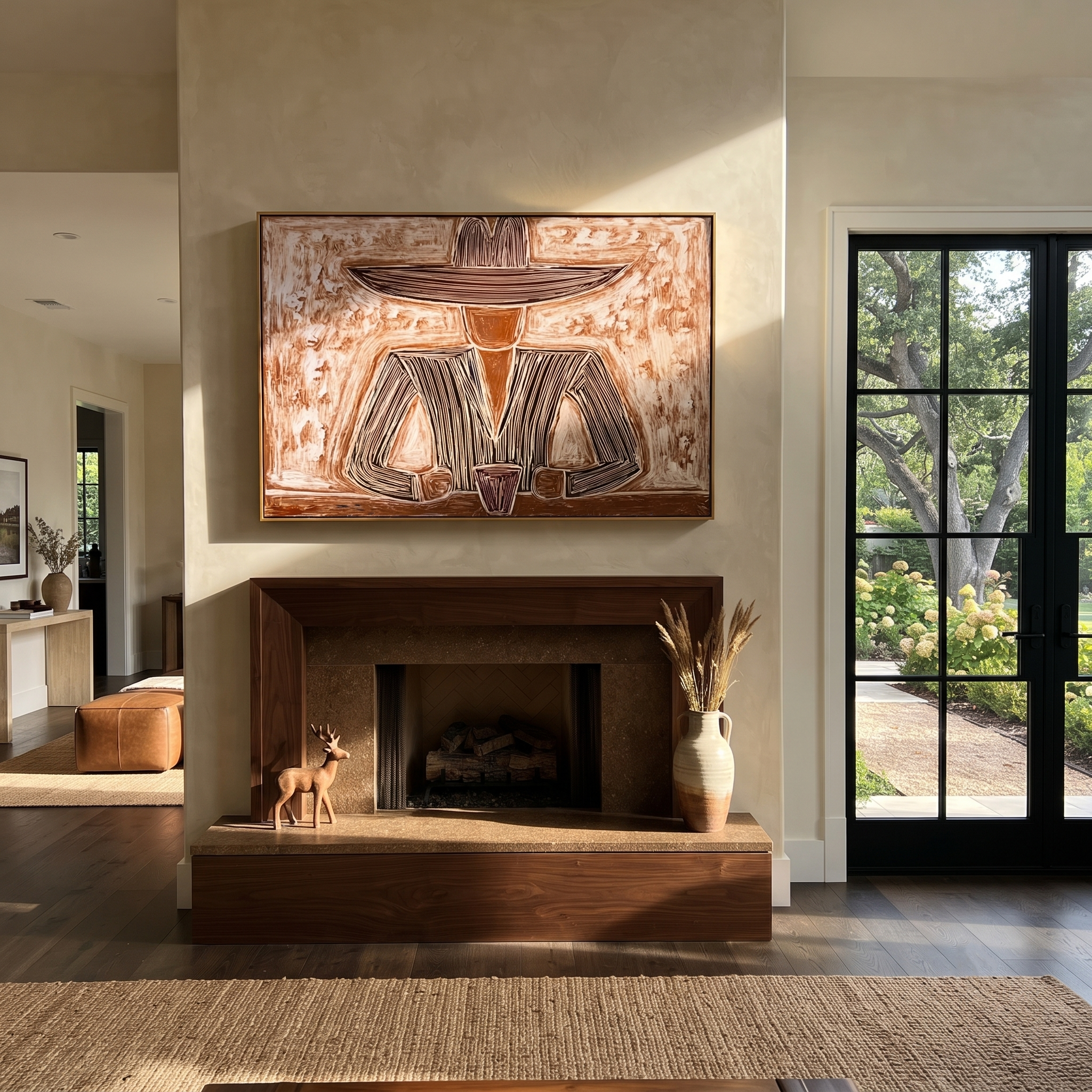 Two Cups Hold Earth displayed in a warm contemporary interior