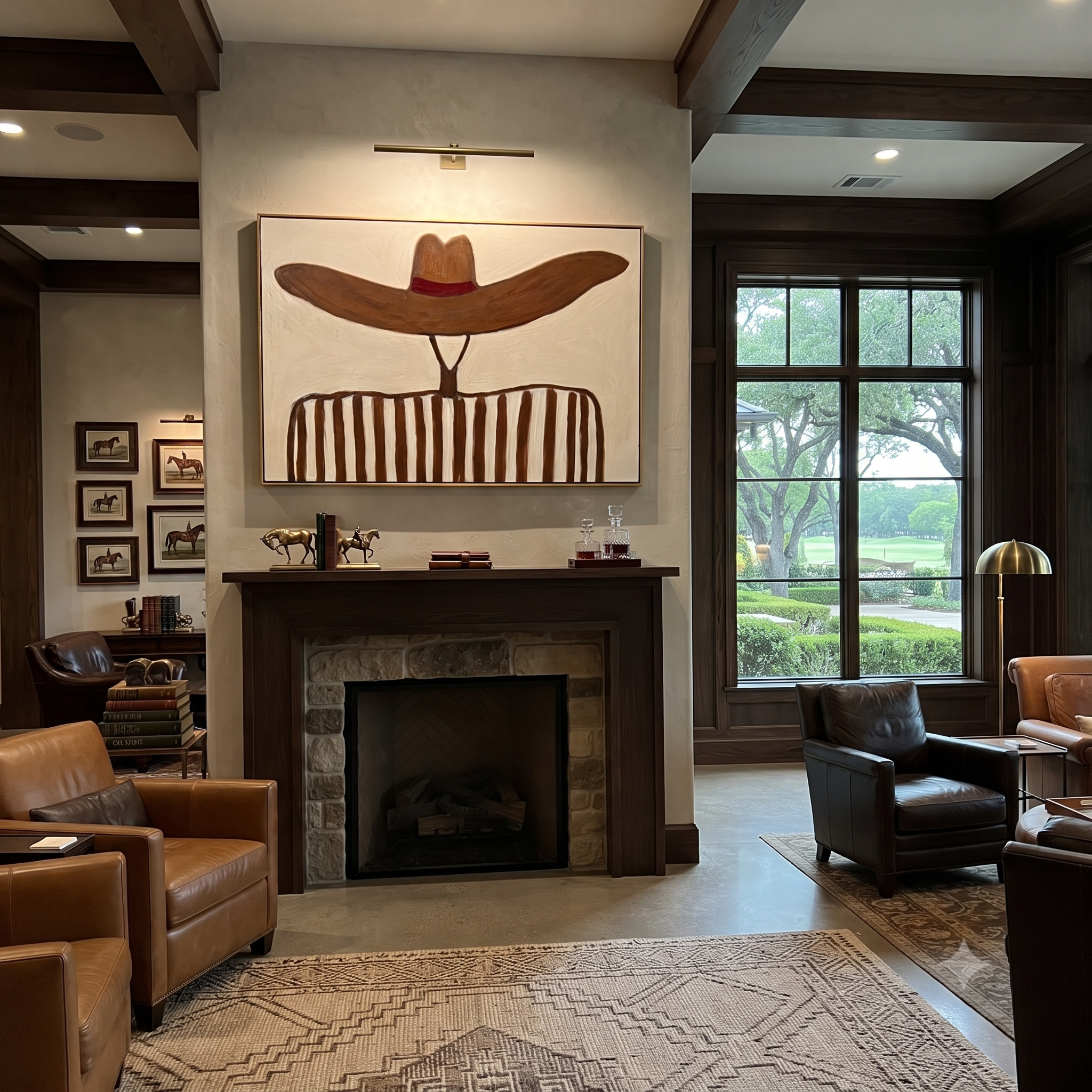 Brown Waves Hide Face displayed in a warm contemporary interior