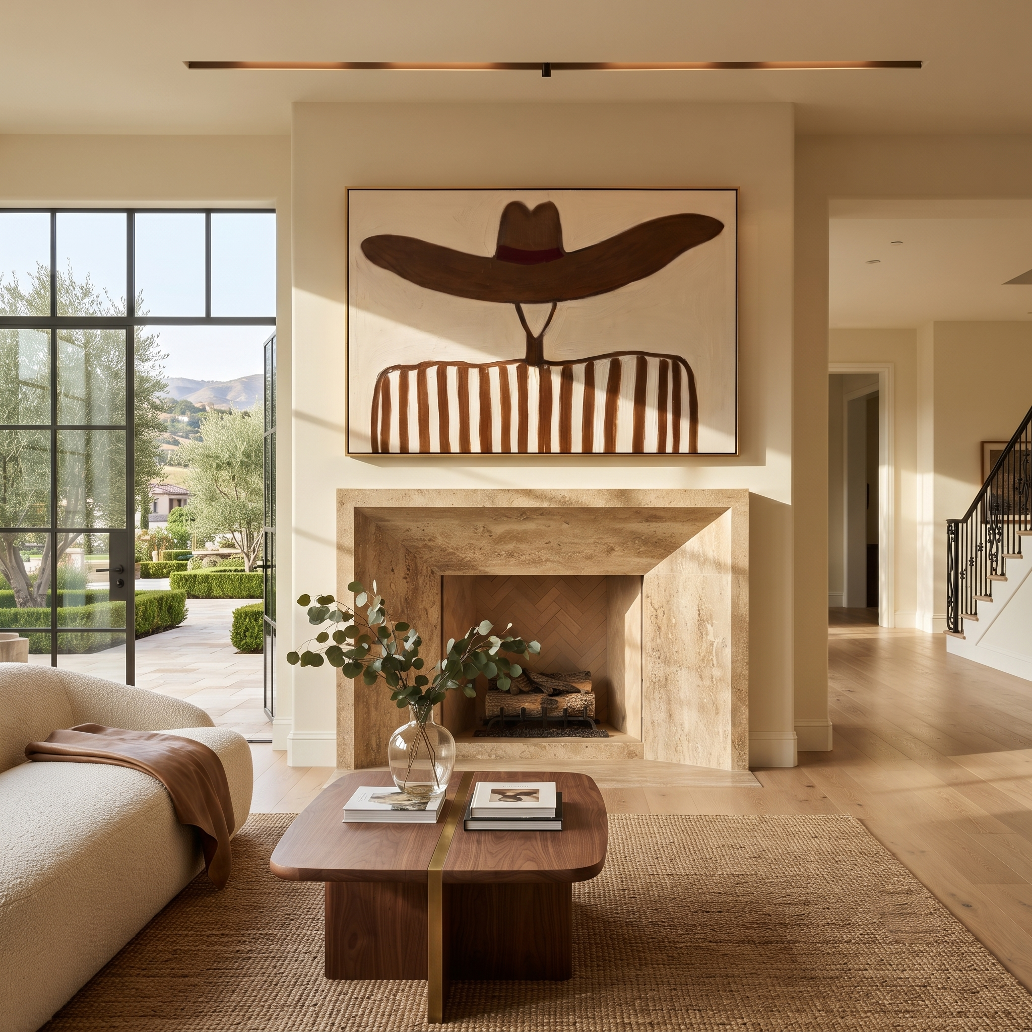 Brown Waves Hide Face styled with neutral modern furnishings