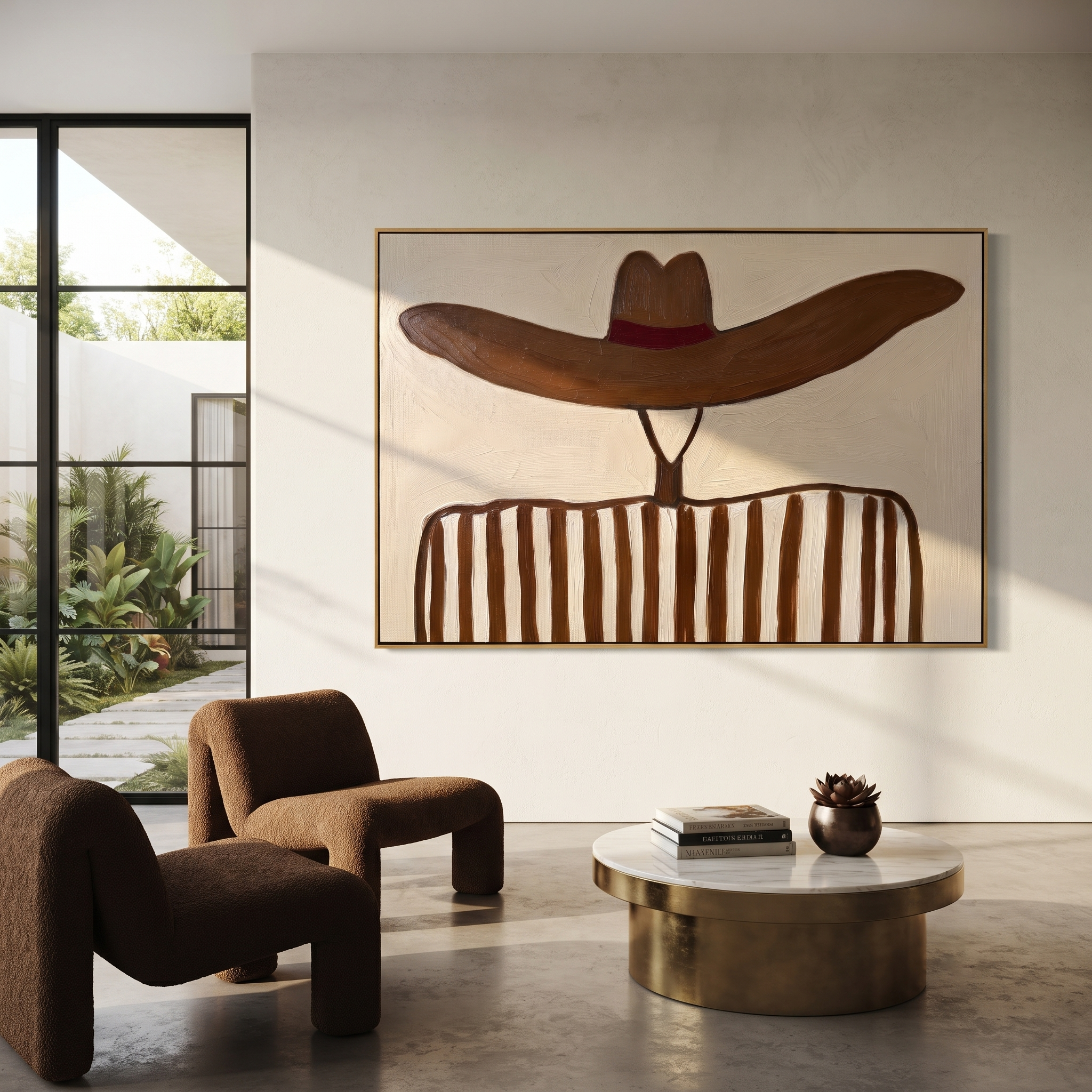 Brown Waves Hide Face displayed as a modern room focal point