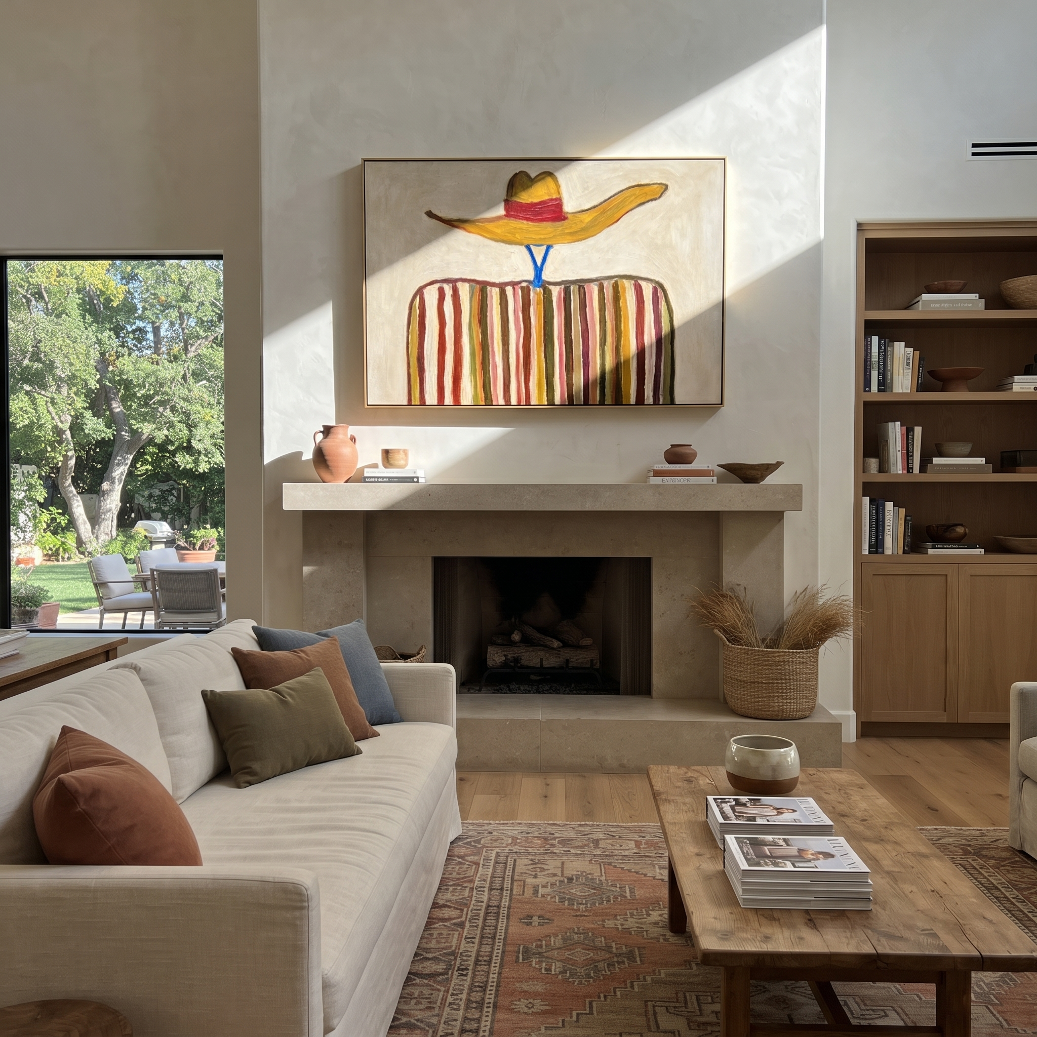 Golden Brim Floats Ivory styled in a layered residential interior