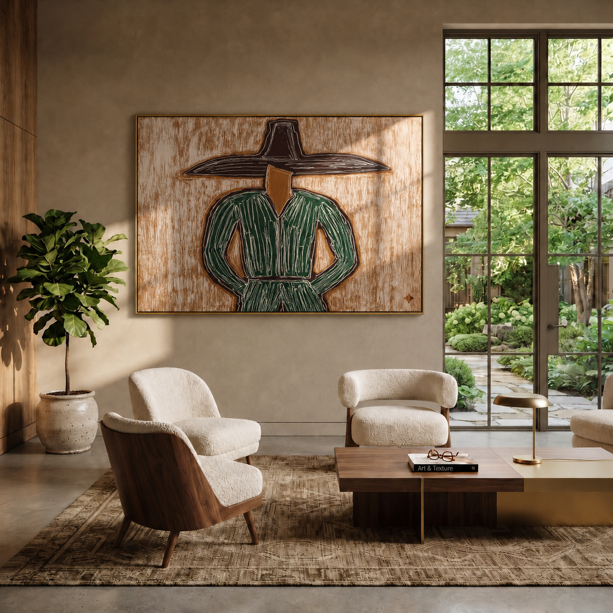 Forest Stripes Face Weather displayed in a warm contemporary interior