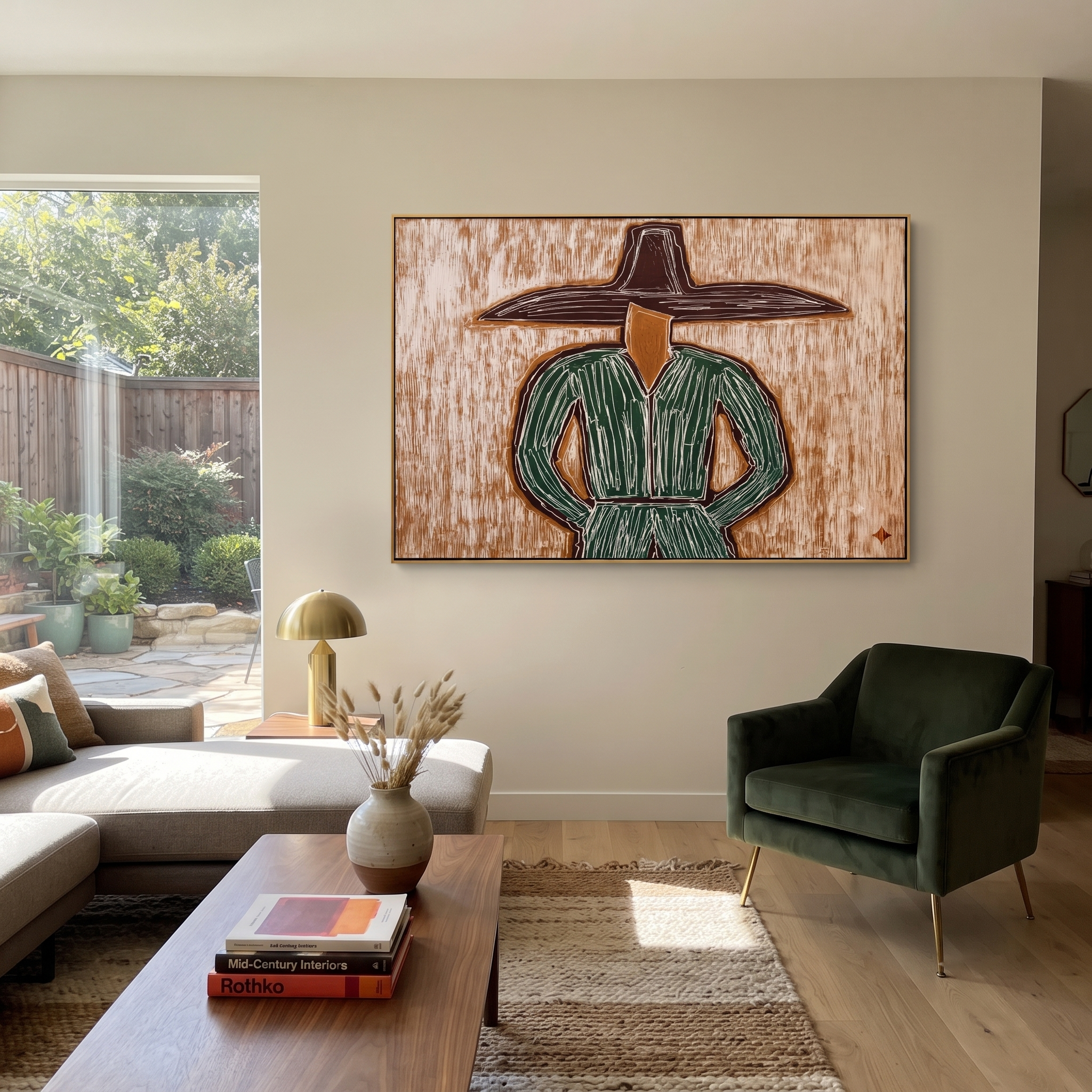 Forest Stripes Face Weather displayed as a modern room focal point