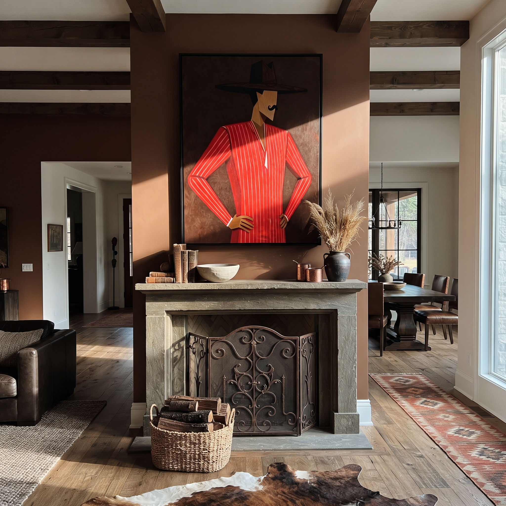 Scarlet Angles Take Stance styled with neutral modern furnishings
