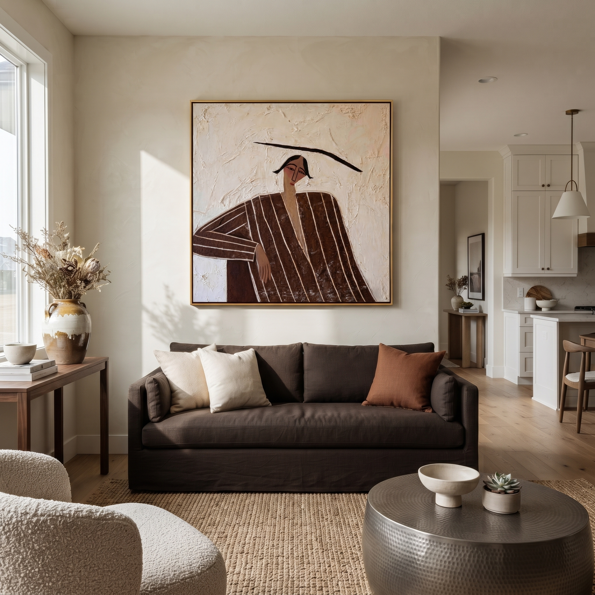 Quiet Elbow Rests Brown styled with neutral modern furnishings
