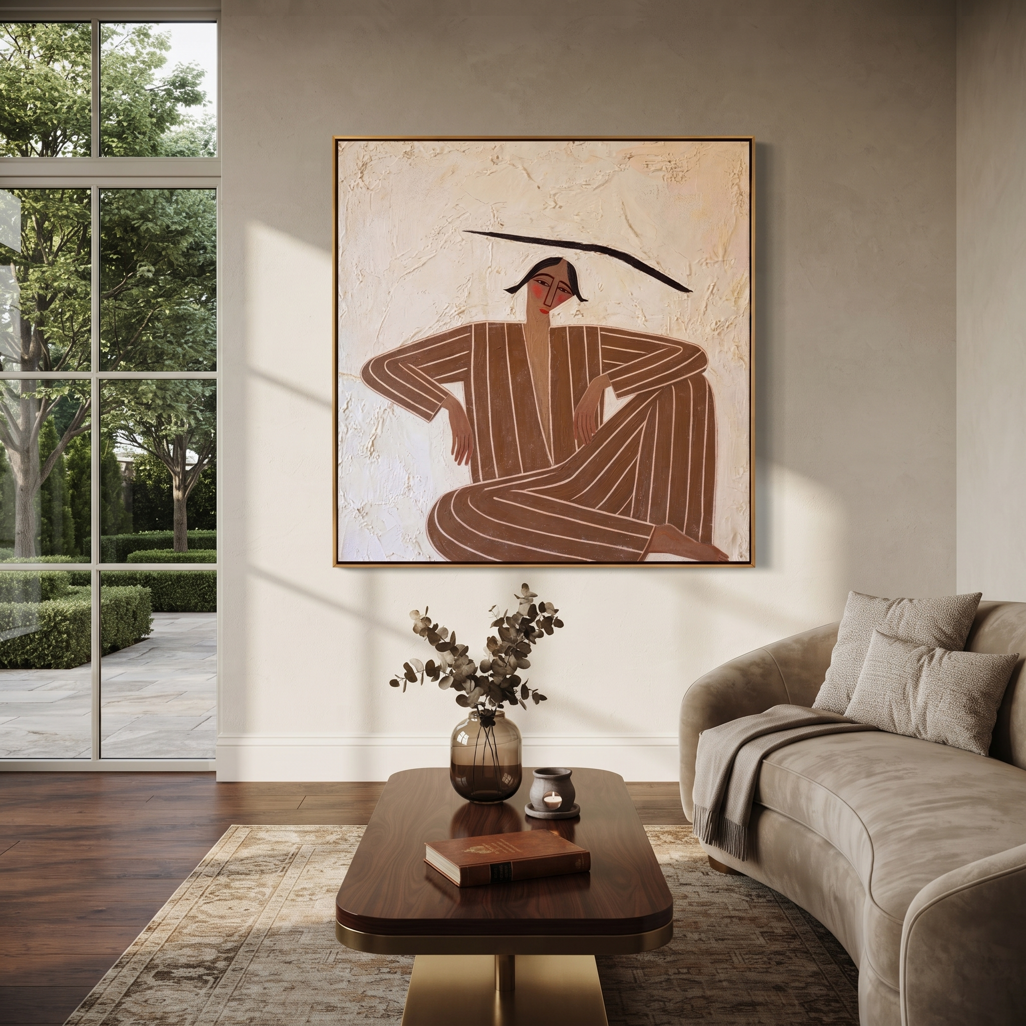 Brown Angles Sit Wide displayed in a warm contemporary interior
