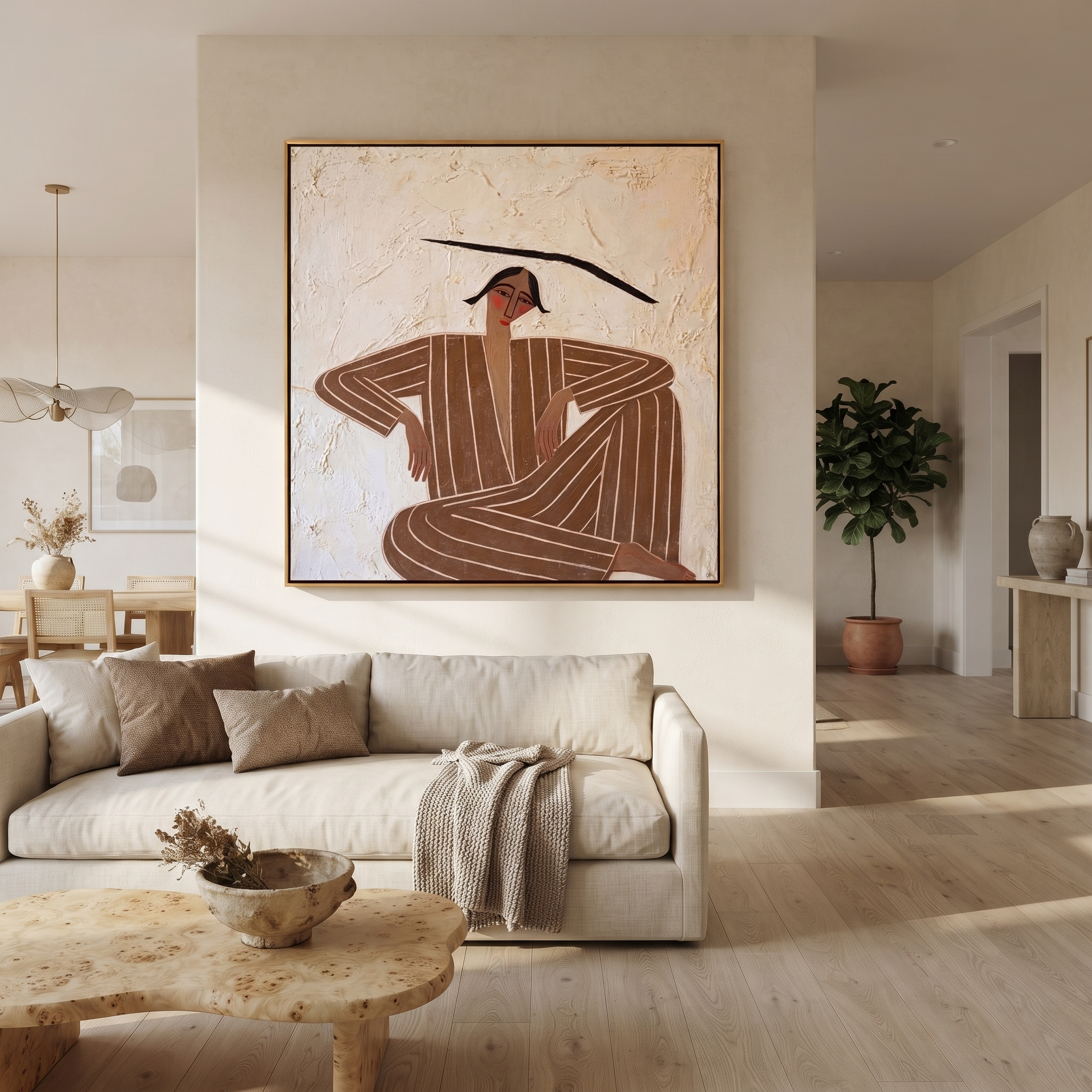 Brown Angles Sit Wide displayed as a modern room focal point