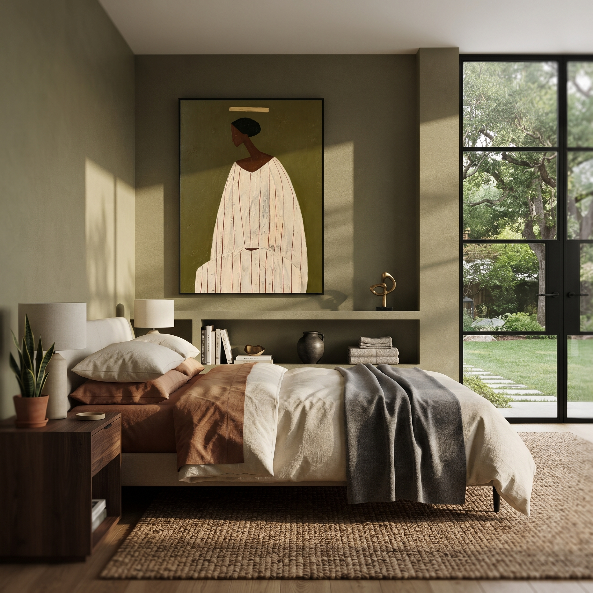 Ivory Robe Holds Olive presented above a contemporary console