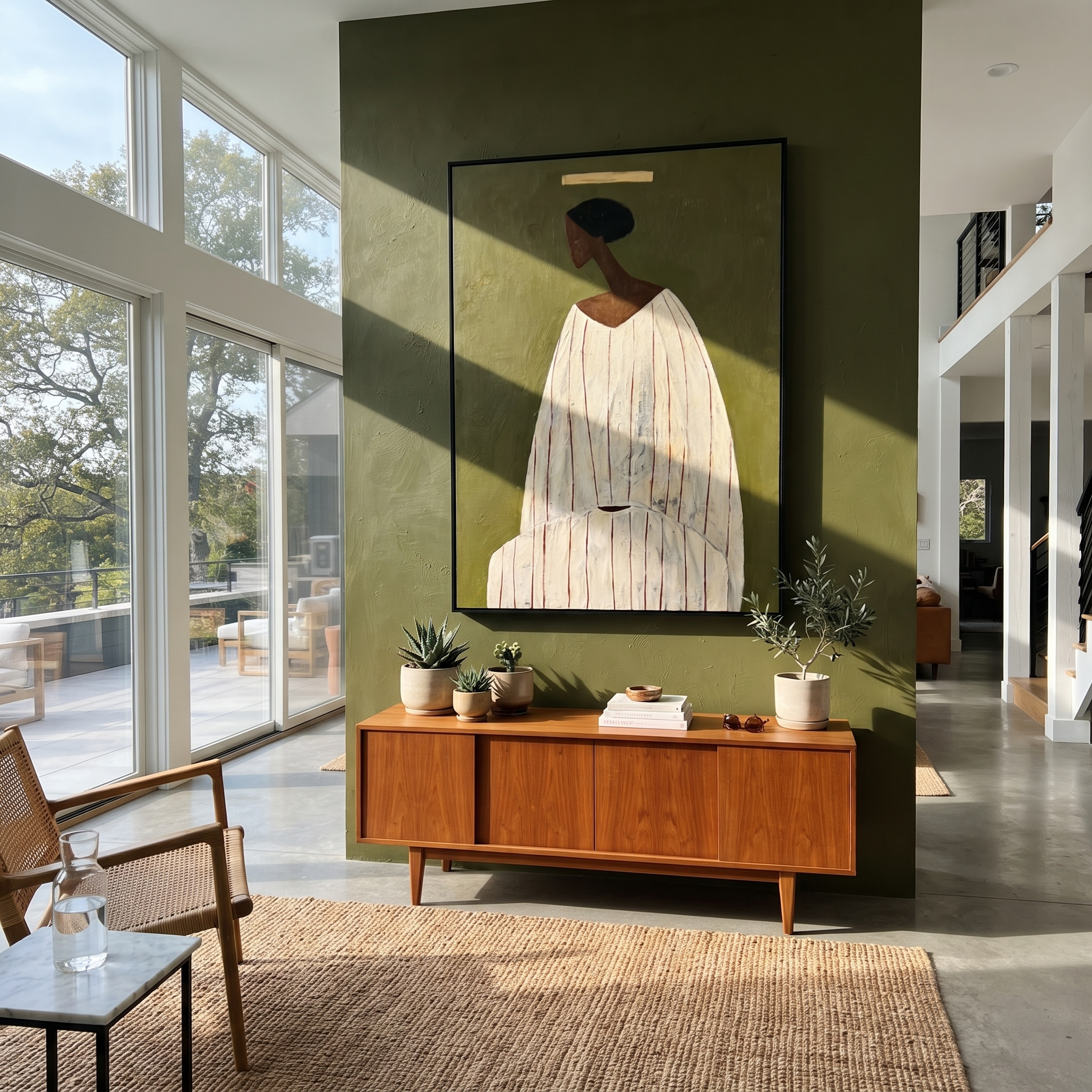 Ivory Robe Holds Olive styled in a layered residential interior
