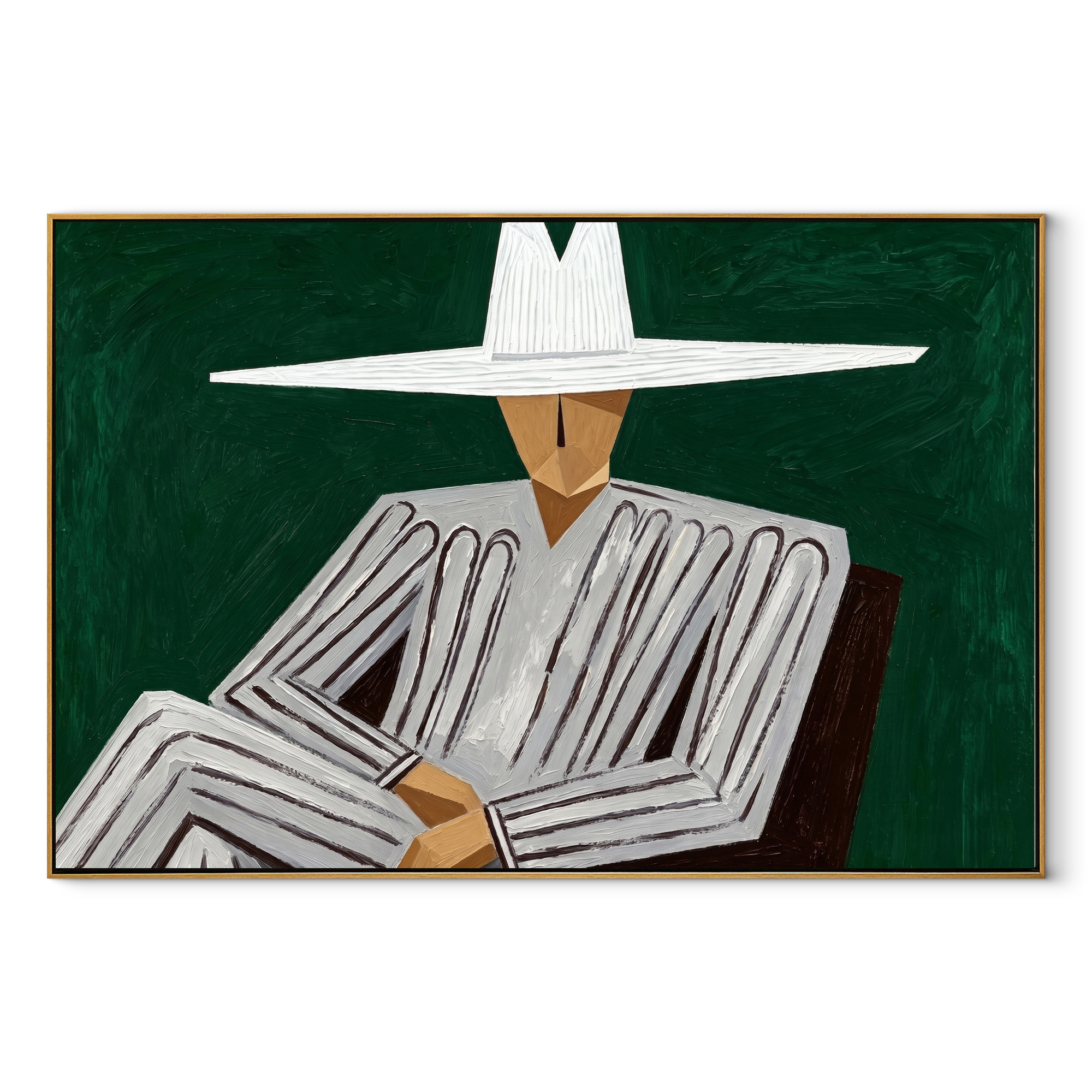 White Brim Folds Gray abstract figurative textured painting, horizontal canvas artwork