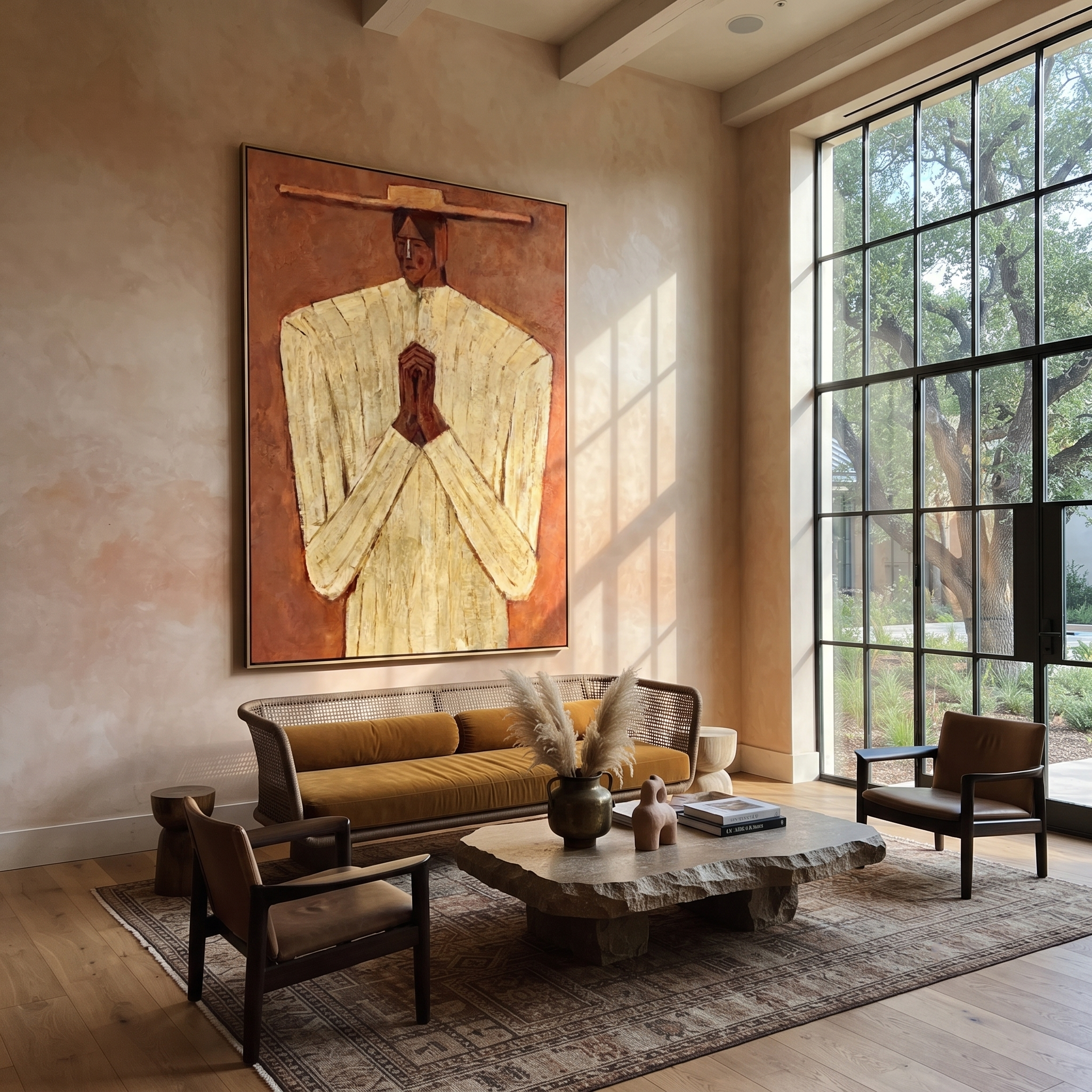 Ivory Hands Meet Terra styled with neutral modern furnishings