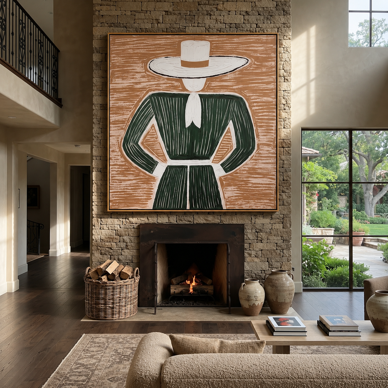 White Brim Frames Forest displayed in a warm contemporary interior