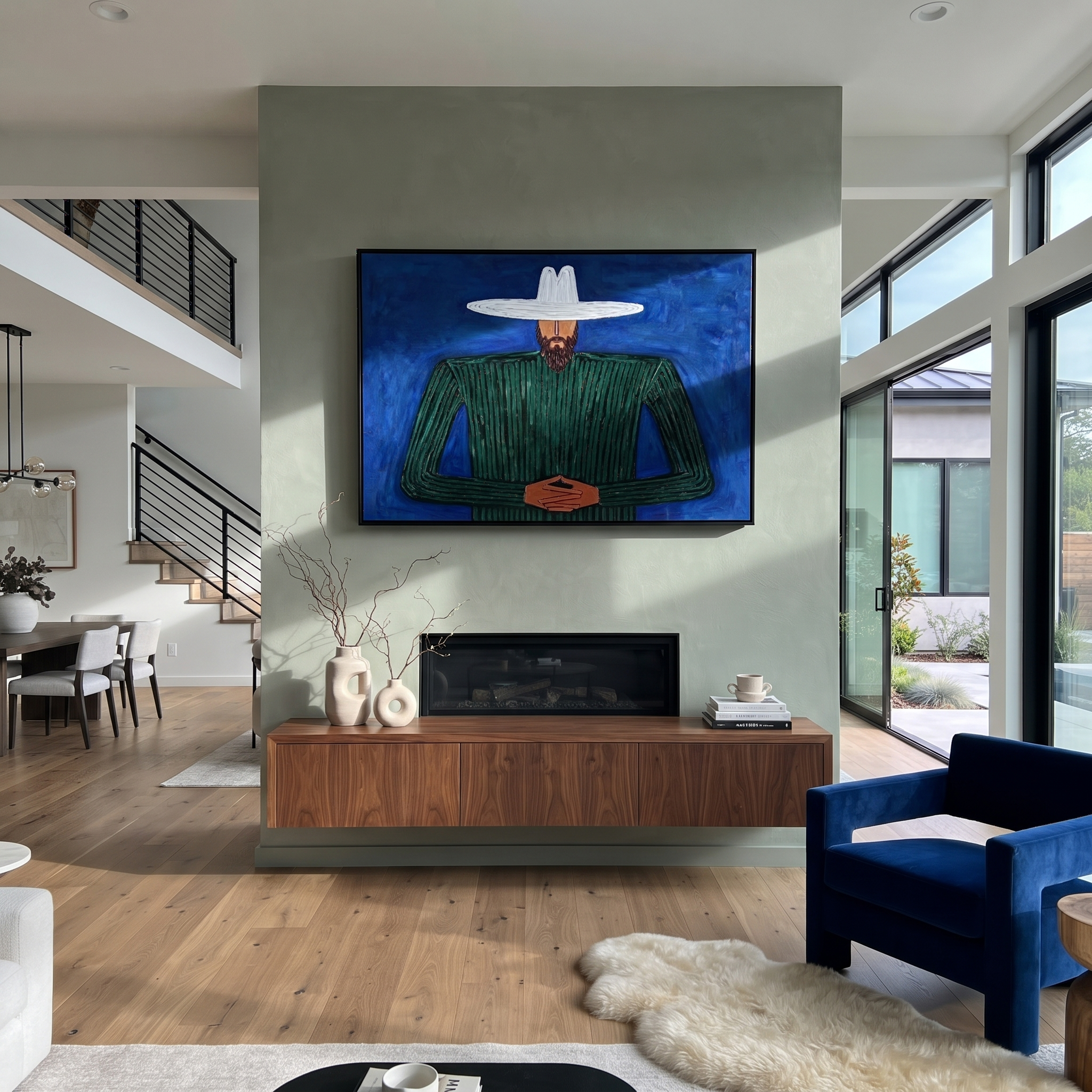 Cobalt Night Holds Forest displayed in a warm contemporary interior