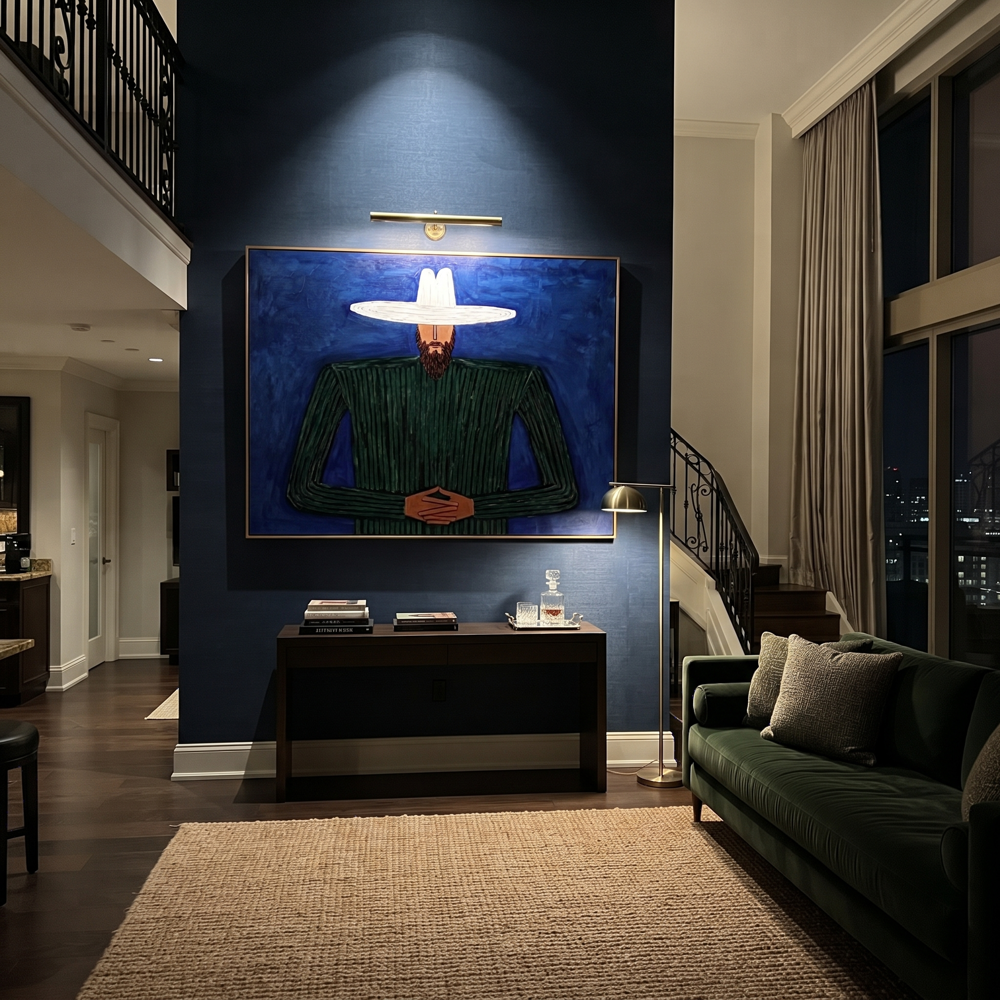 Cobalt Night Holds Forest presented above a contemporary console