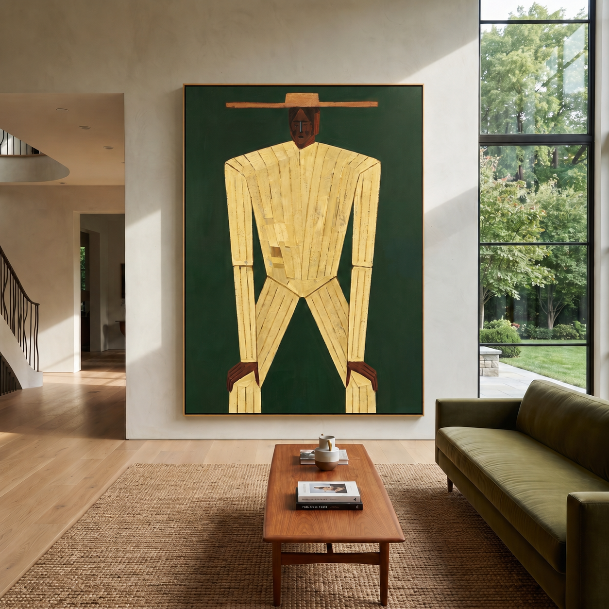 Golden Lines Bend Forward displayed in a warm contemporary interior