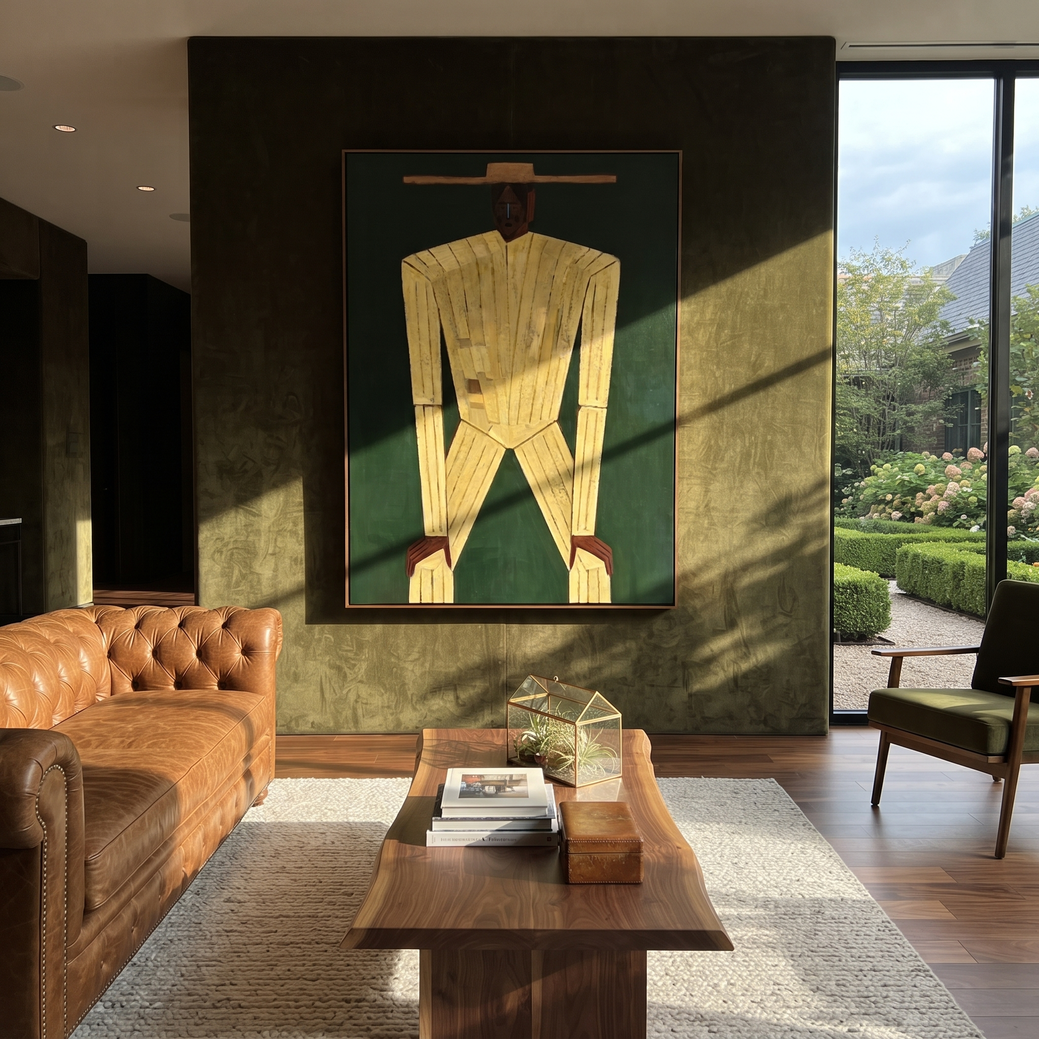 Golden Lines Bend Forward styled with neutral modern furnishings