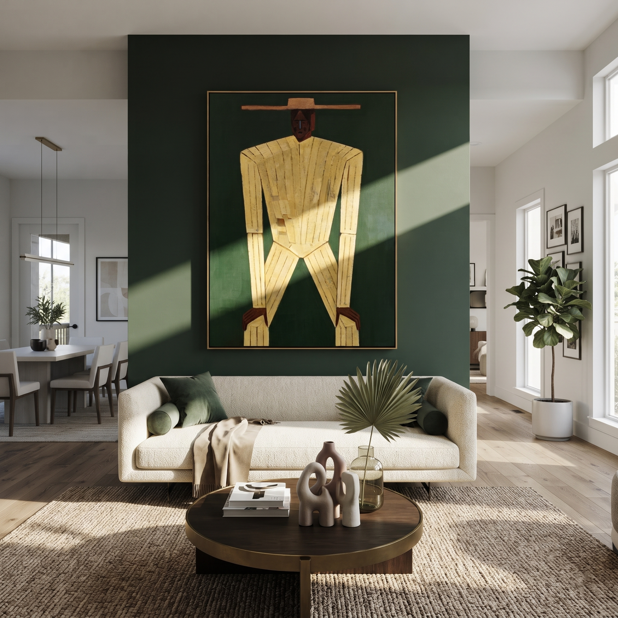 Golden Lines Bend Forward styled in a layered residential interior