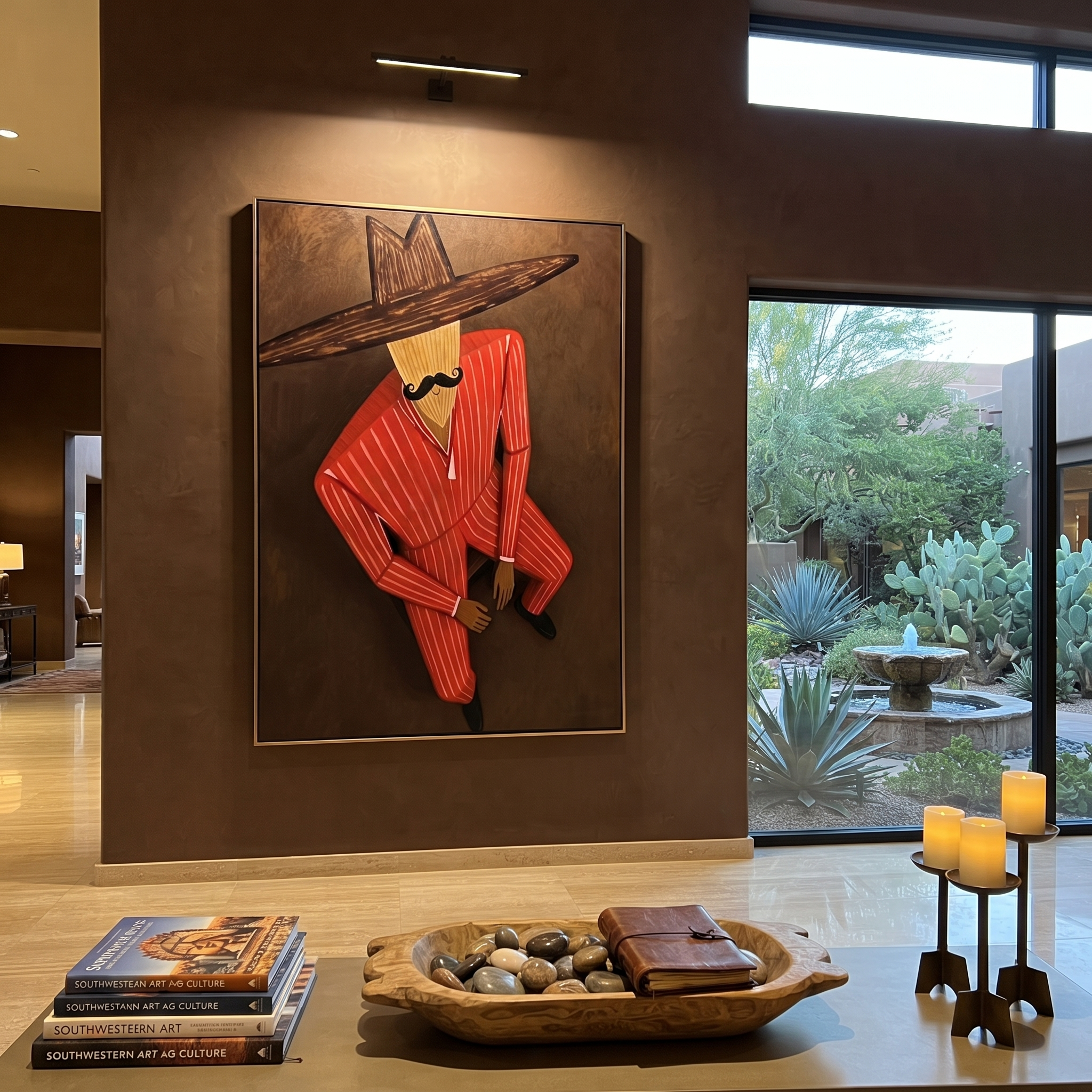 Scarlet Shadow Sits Low displayed as a modern room focal point