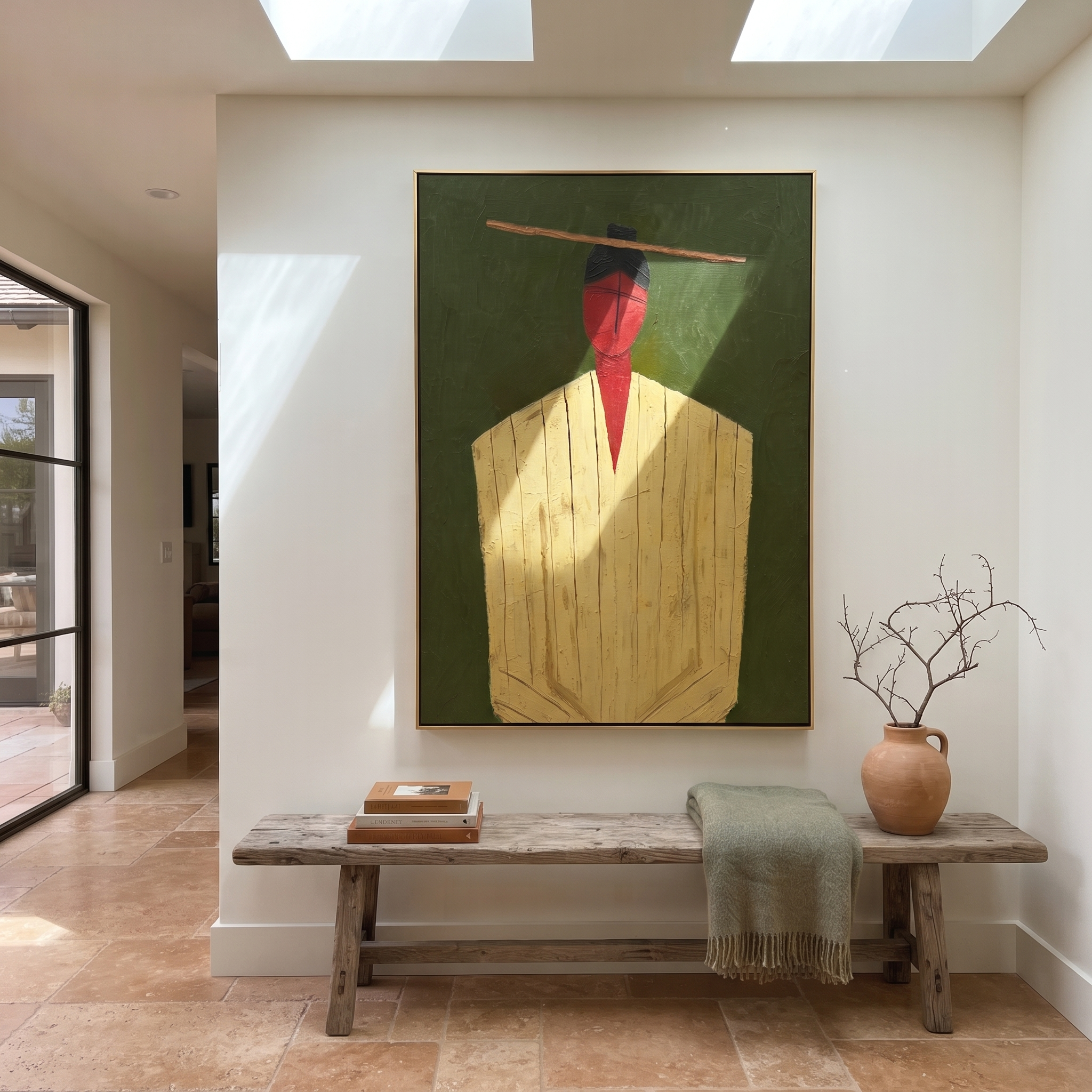 Golden Robe Holds Moss displayed as a modern room focal point