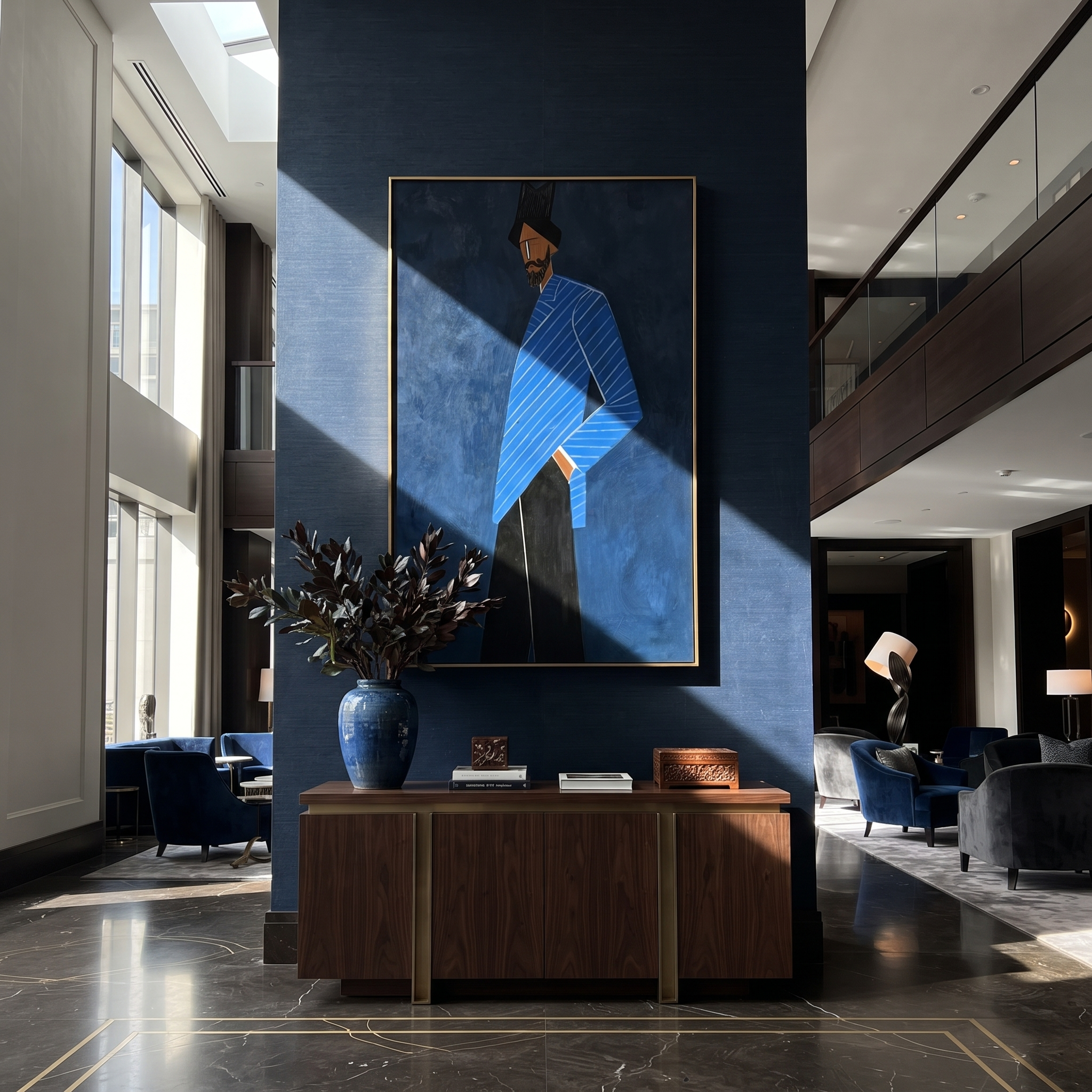 Blue Angles Cross Midnight displayed as a modern room focal point