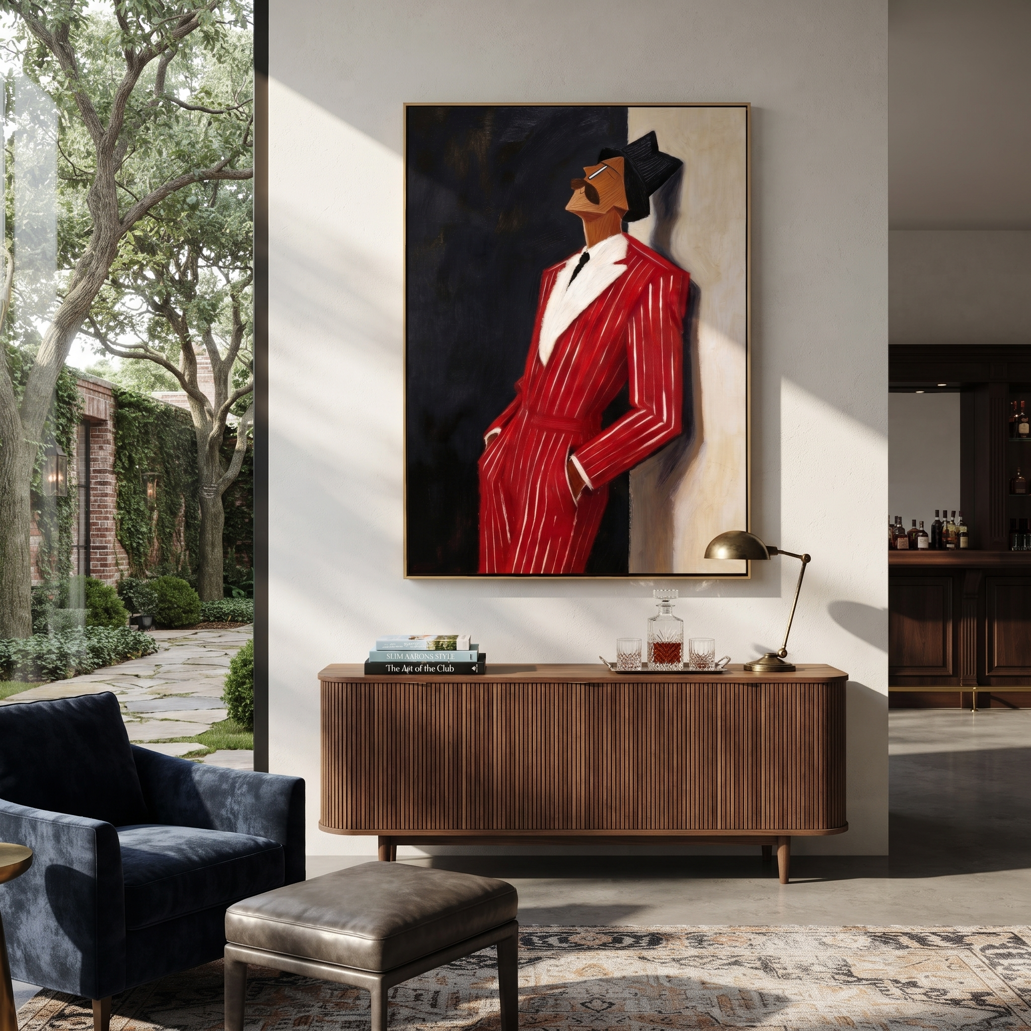 Scarlet Suit into Night displayed in a warm contemporary interior