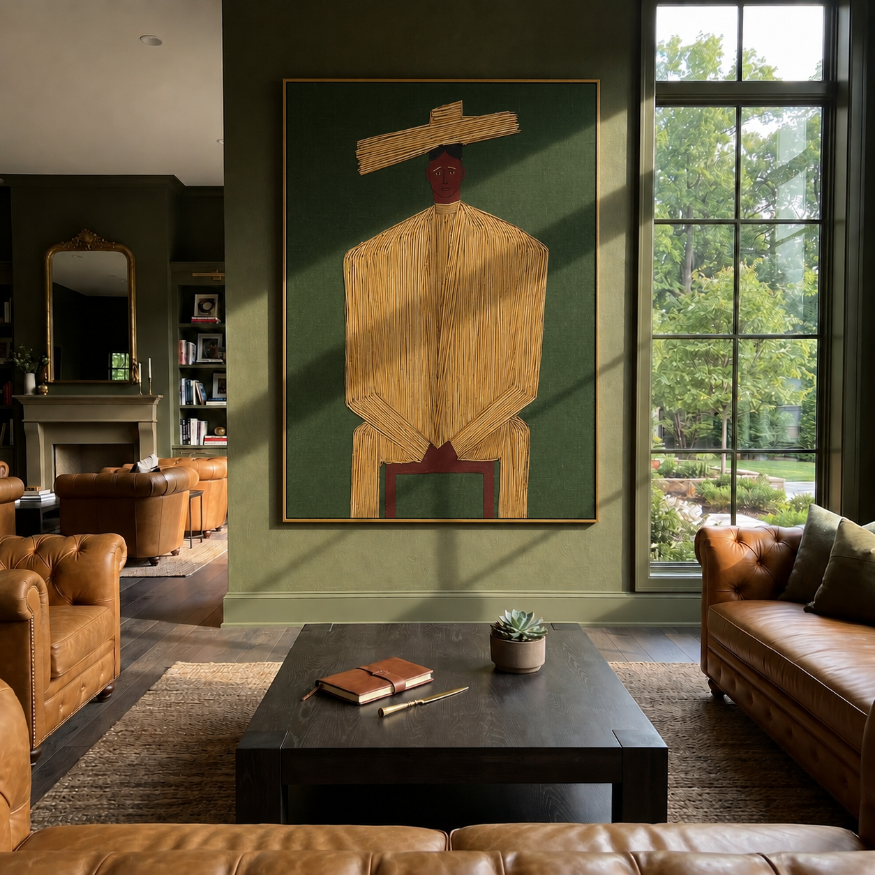 Golden Stillness Takes Seat styled with neutral modern furnishings