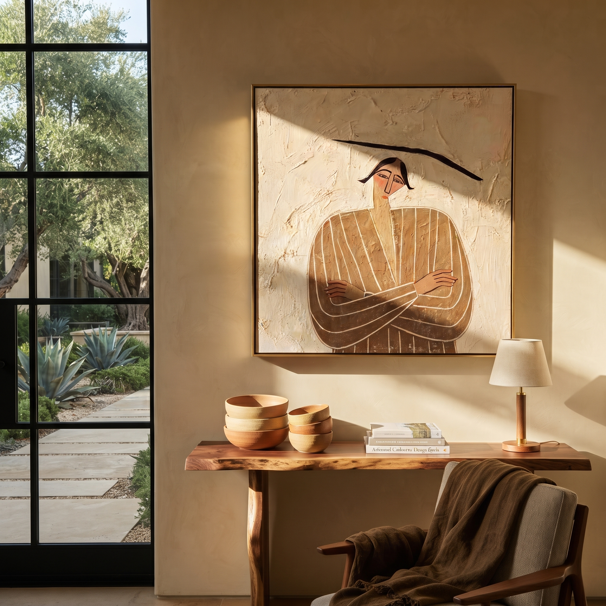 Brown Lines Fold Quietly styled with neutral modern furnishings