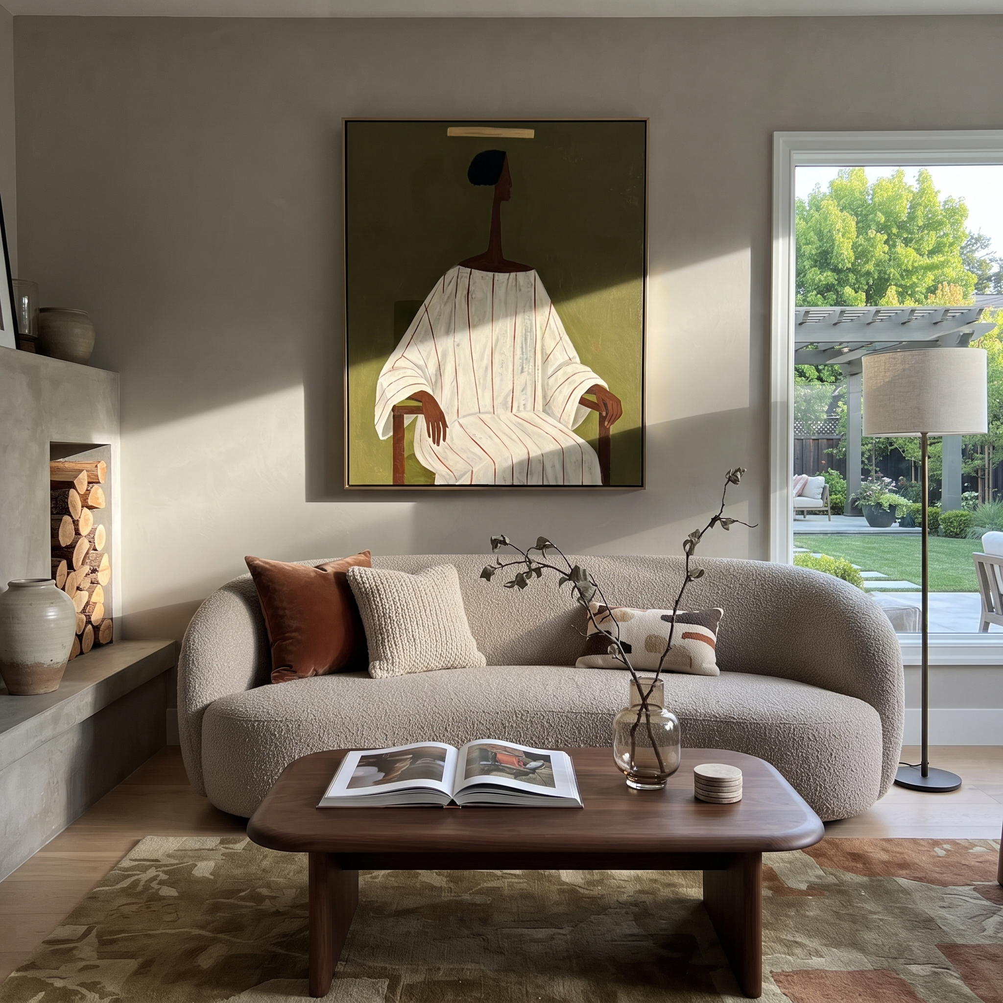 Ivory Lines Take Chair presented above a contemporary console