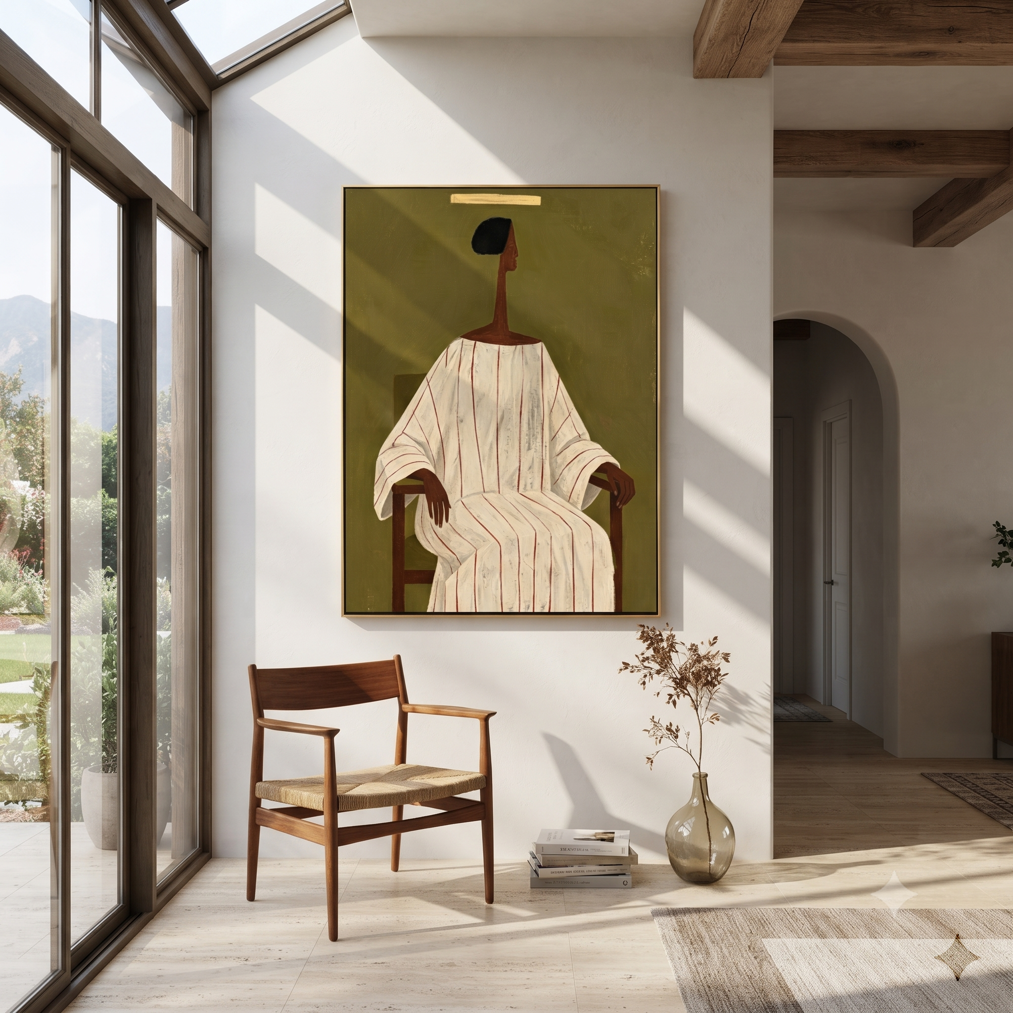 Ivory Lines Take Chair styled in a layered residential interior