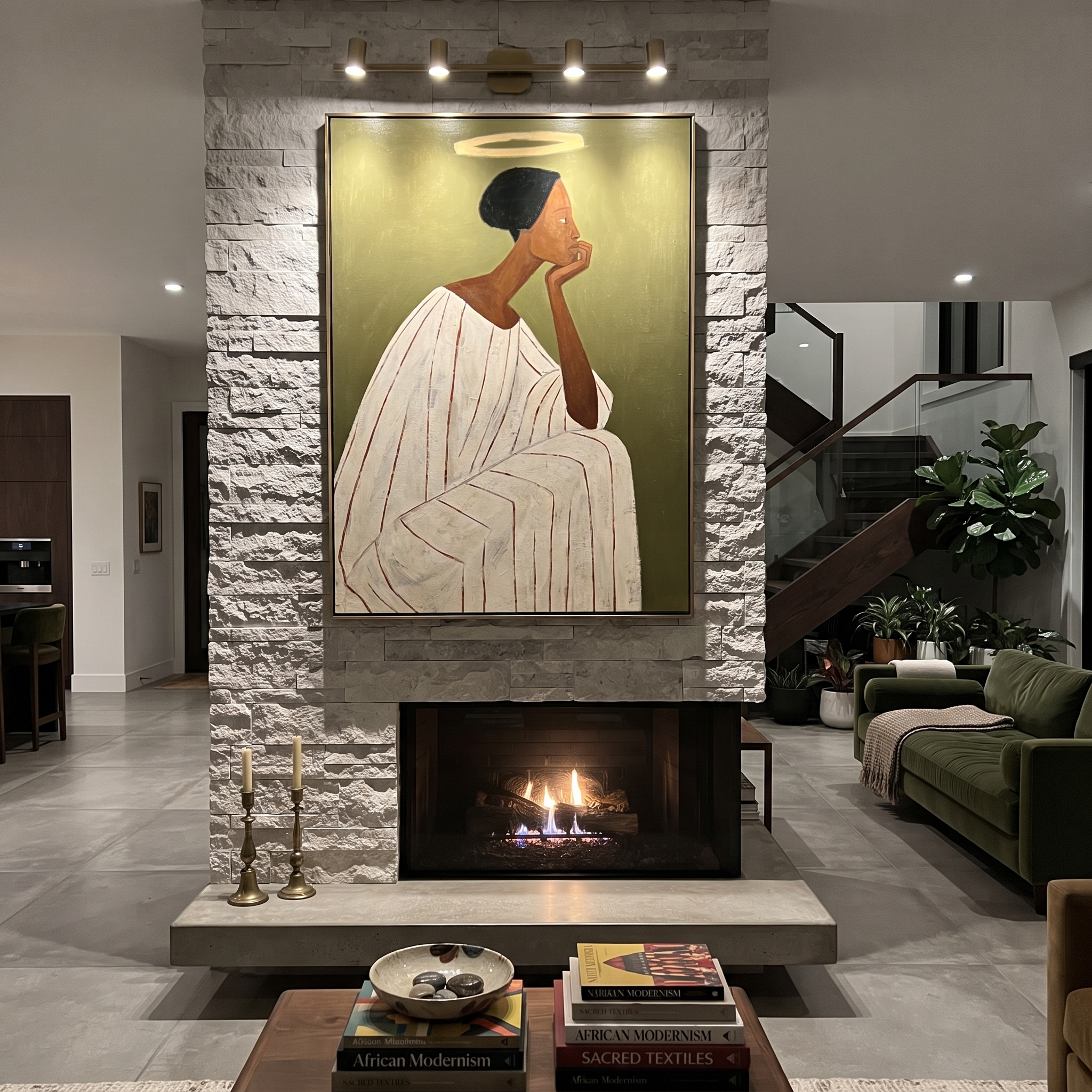 White Robe Holds Thought displayed as a modern room focal point