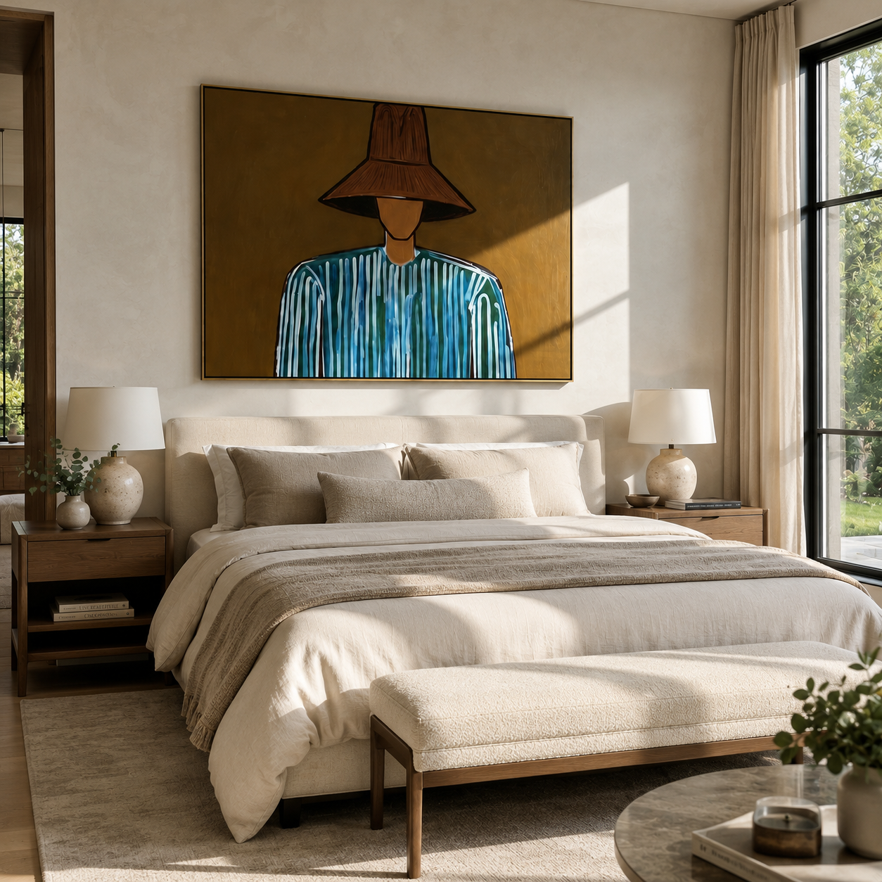 Blue Lines Beneath Brown styled with neutral modern furnishings