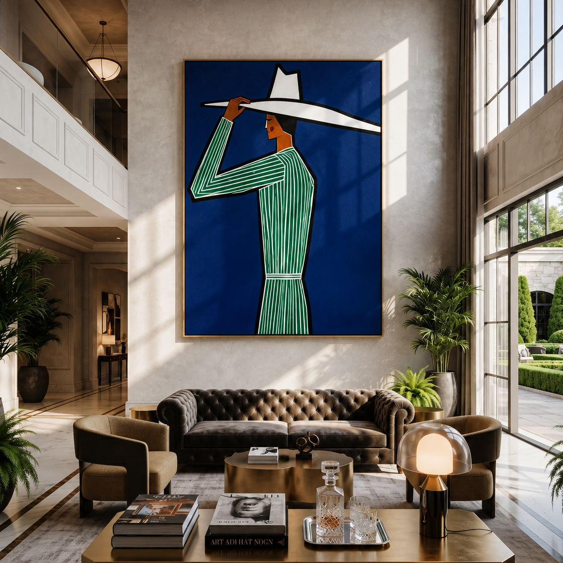 White Brim Cuts Cobalt styled with neutral modern furnishings