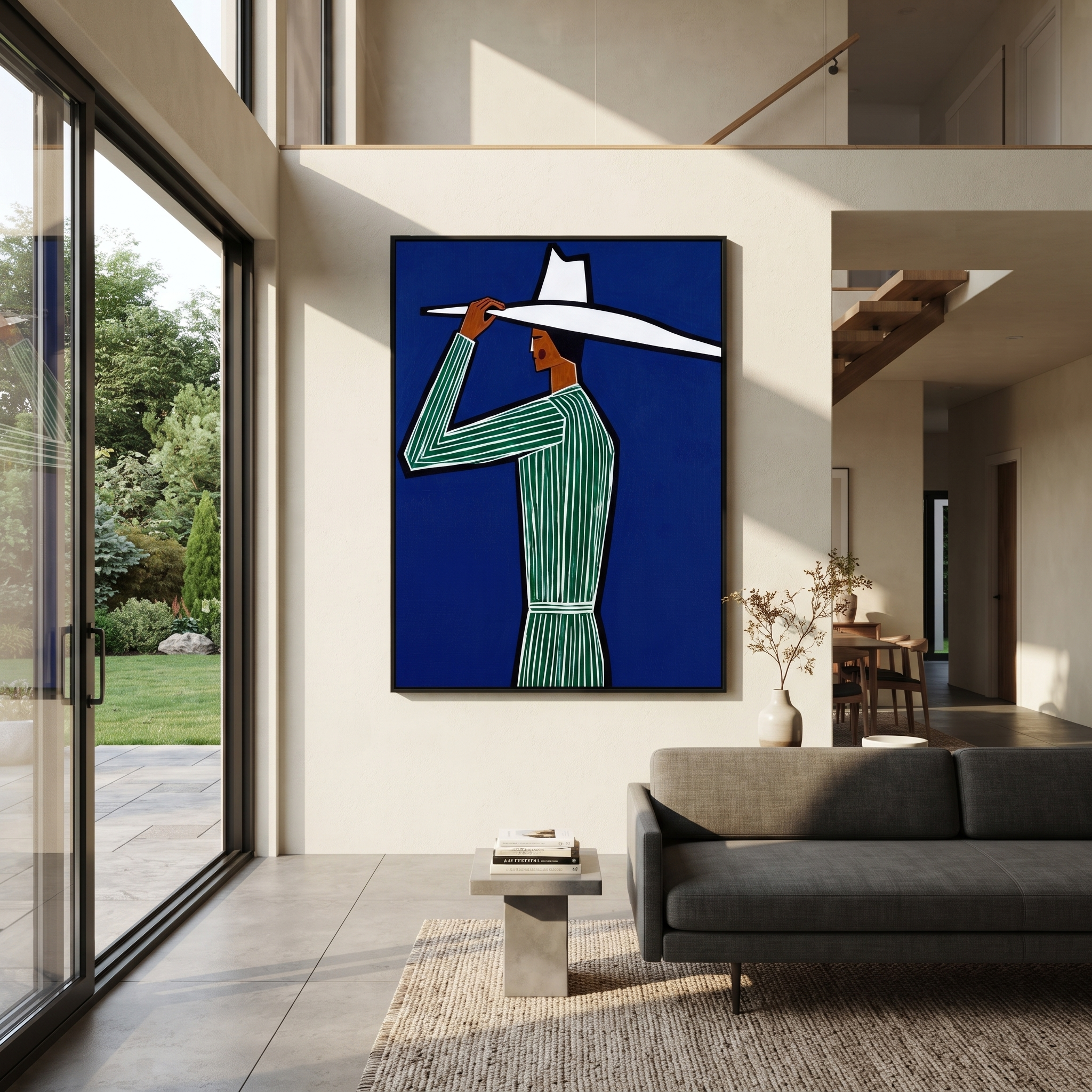 White Brim Cuts Cobalt presented above a contemporary console