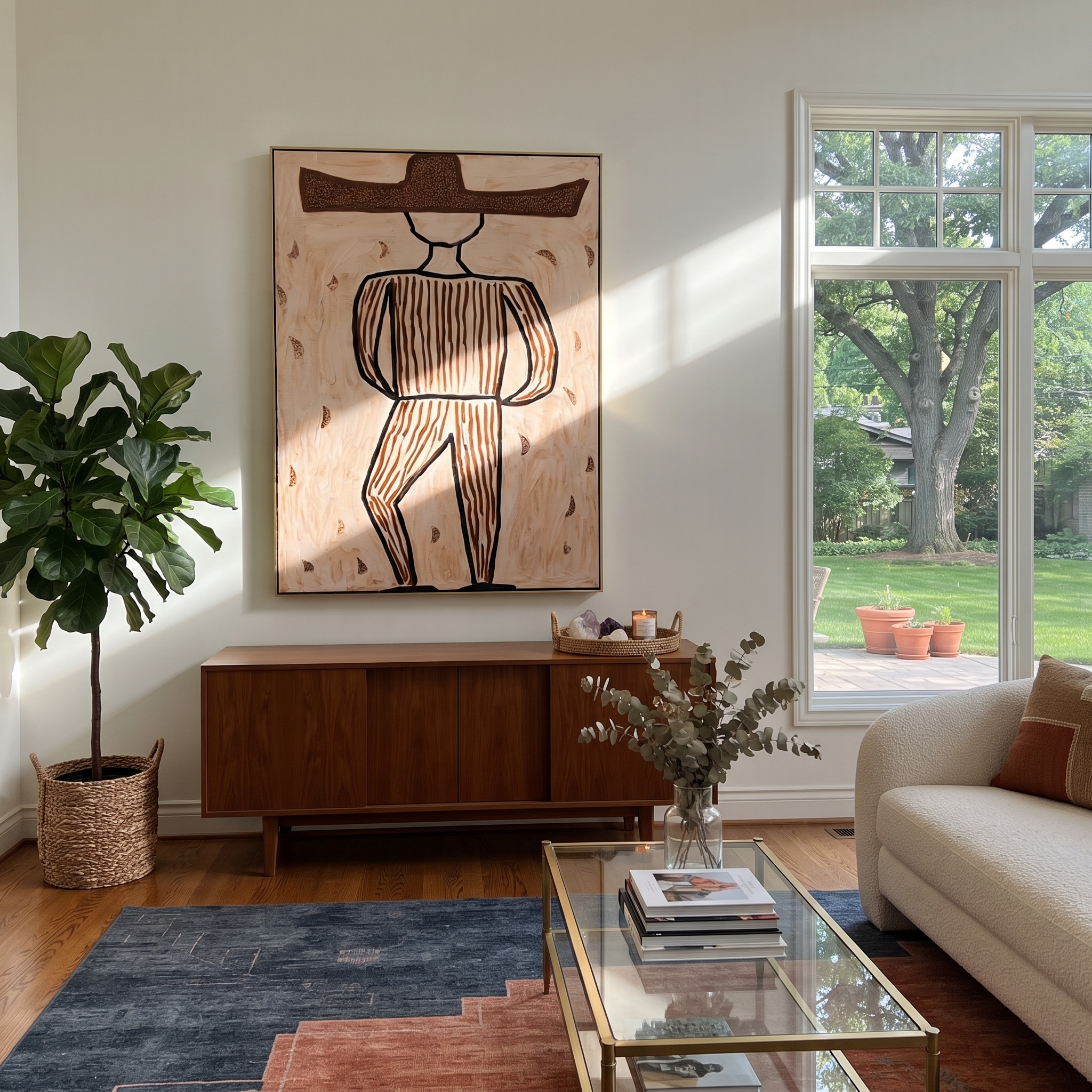 Earth Lines Walk Alone styled with neutral modern furnishings