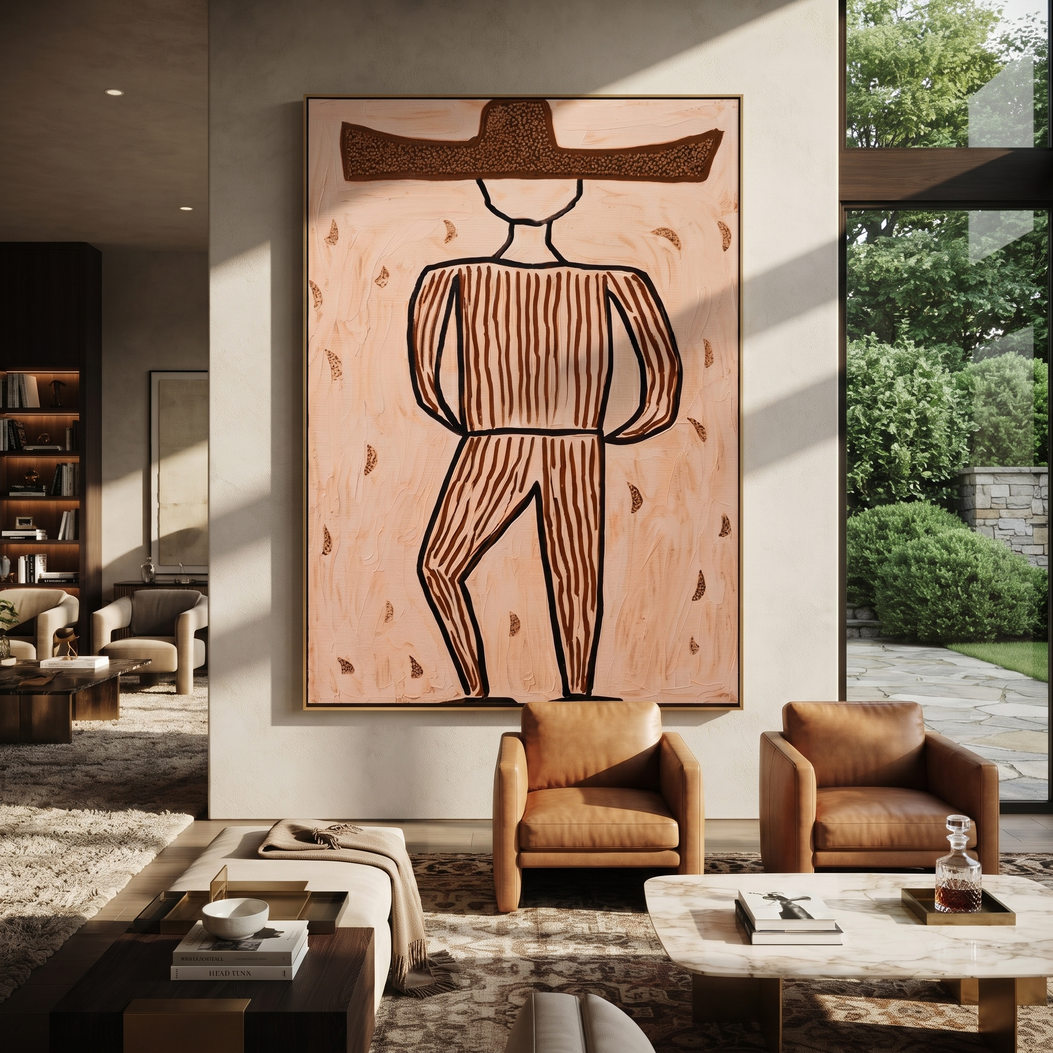 Earth Lines Walk Alone presented above a contemporary console