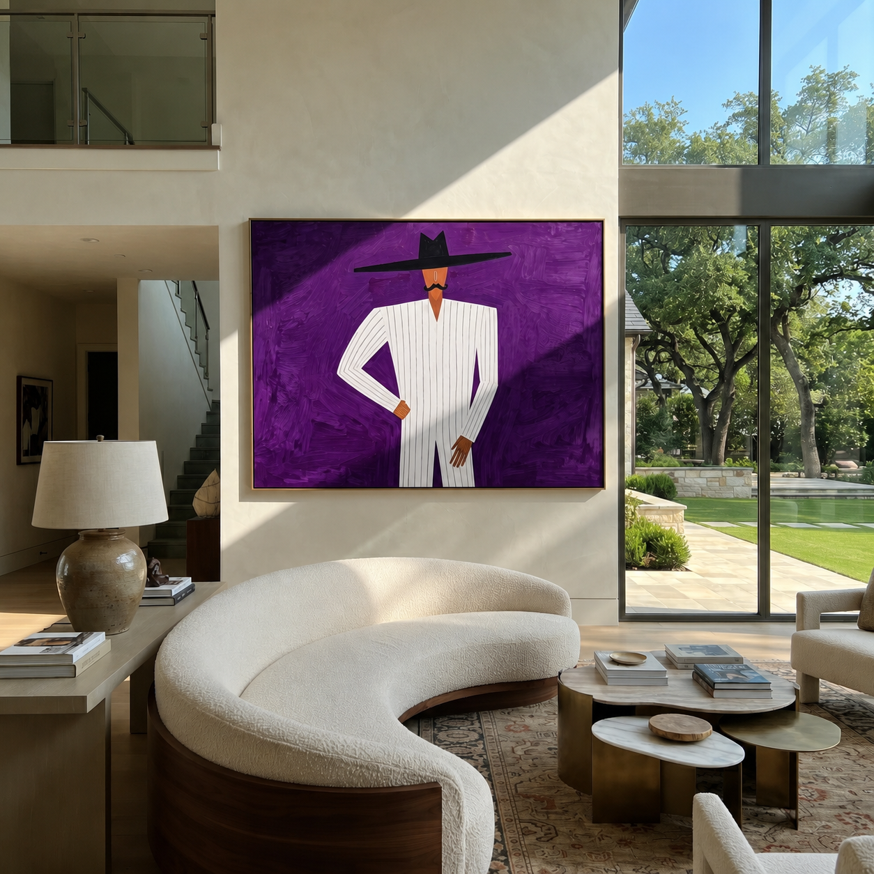 White Lines Stand Violet displayed in a warm contemporary interior