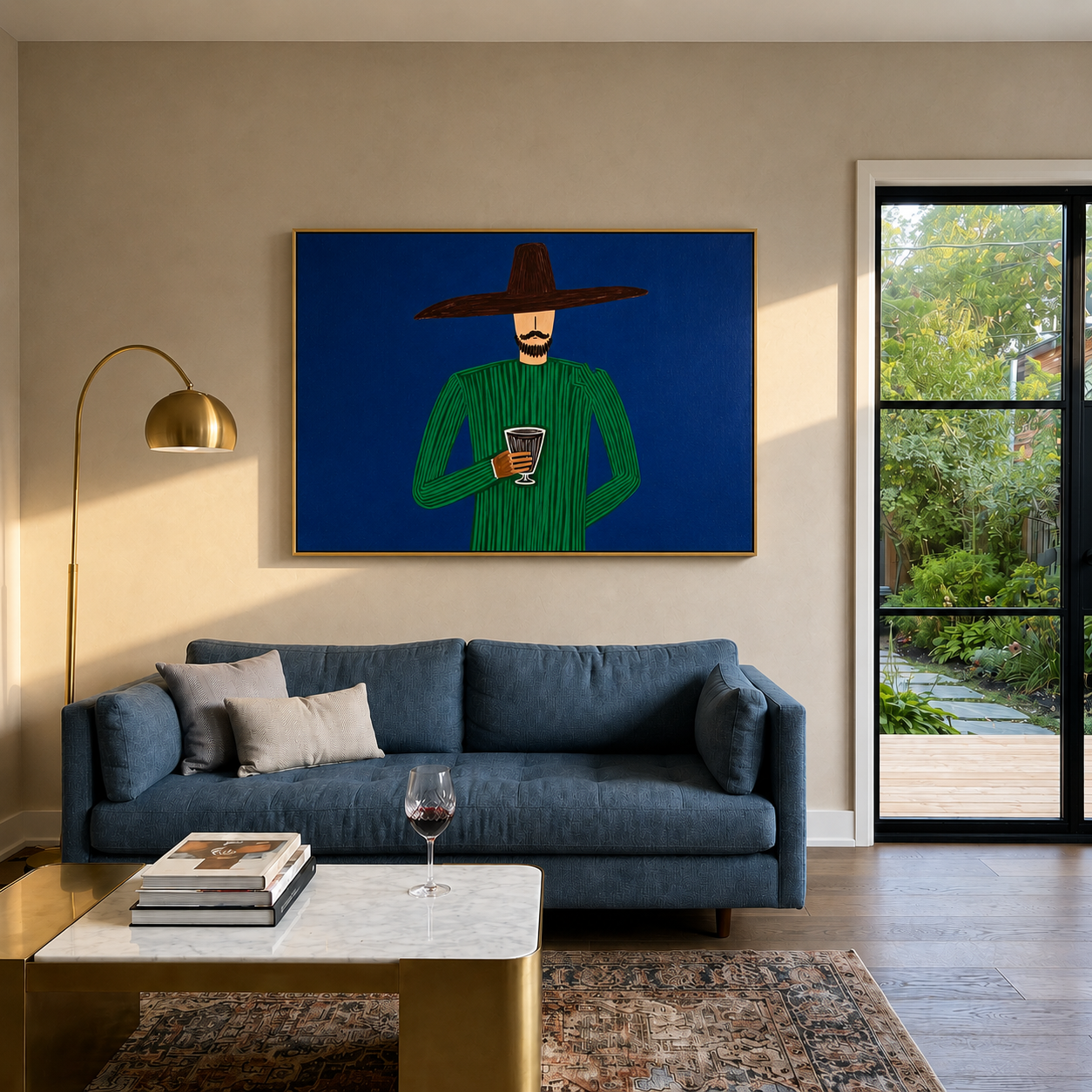 Green Hour Holds Drink displayed in a warm contemporary interior