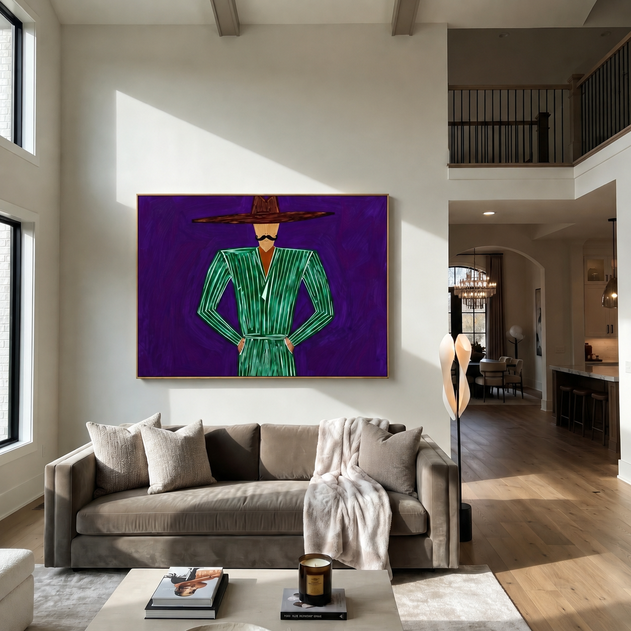 Emerald Lines Hold Violet styled in a layered residential interior