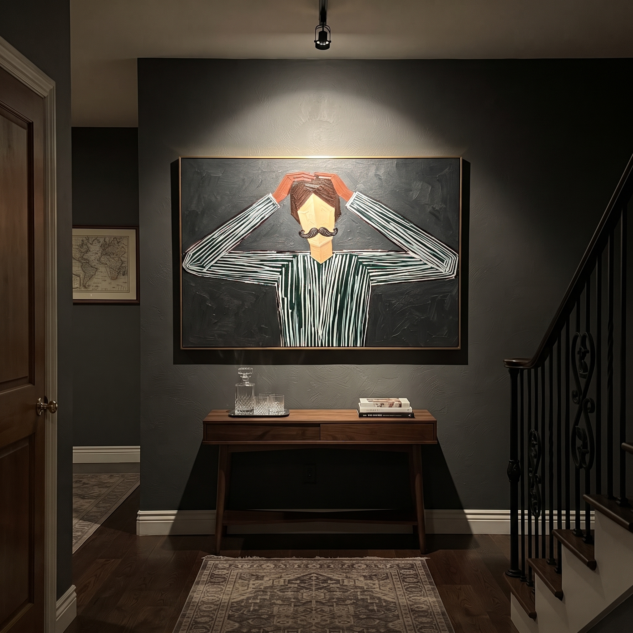 Gray Lines Adjust Crown displayed as a modern room focal point