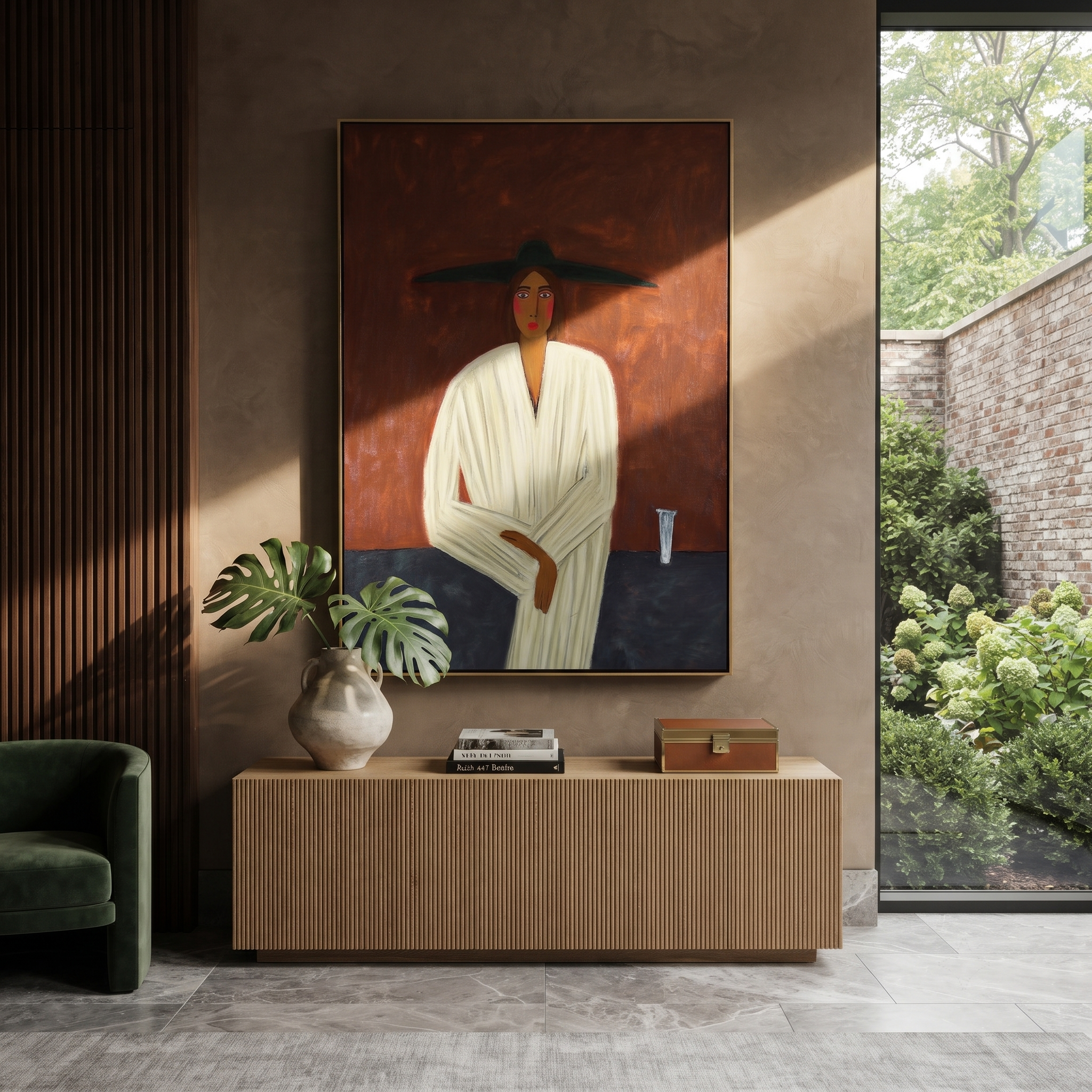 Ivory Robe at Dusk styled with neutral modern furnishings