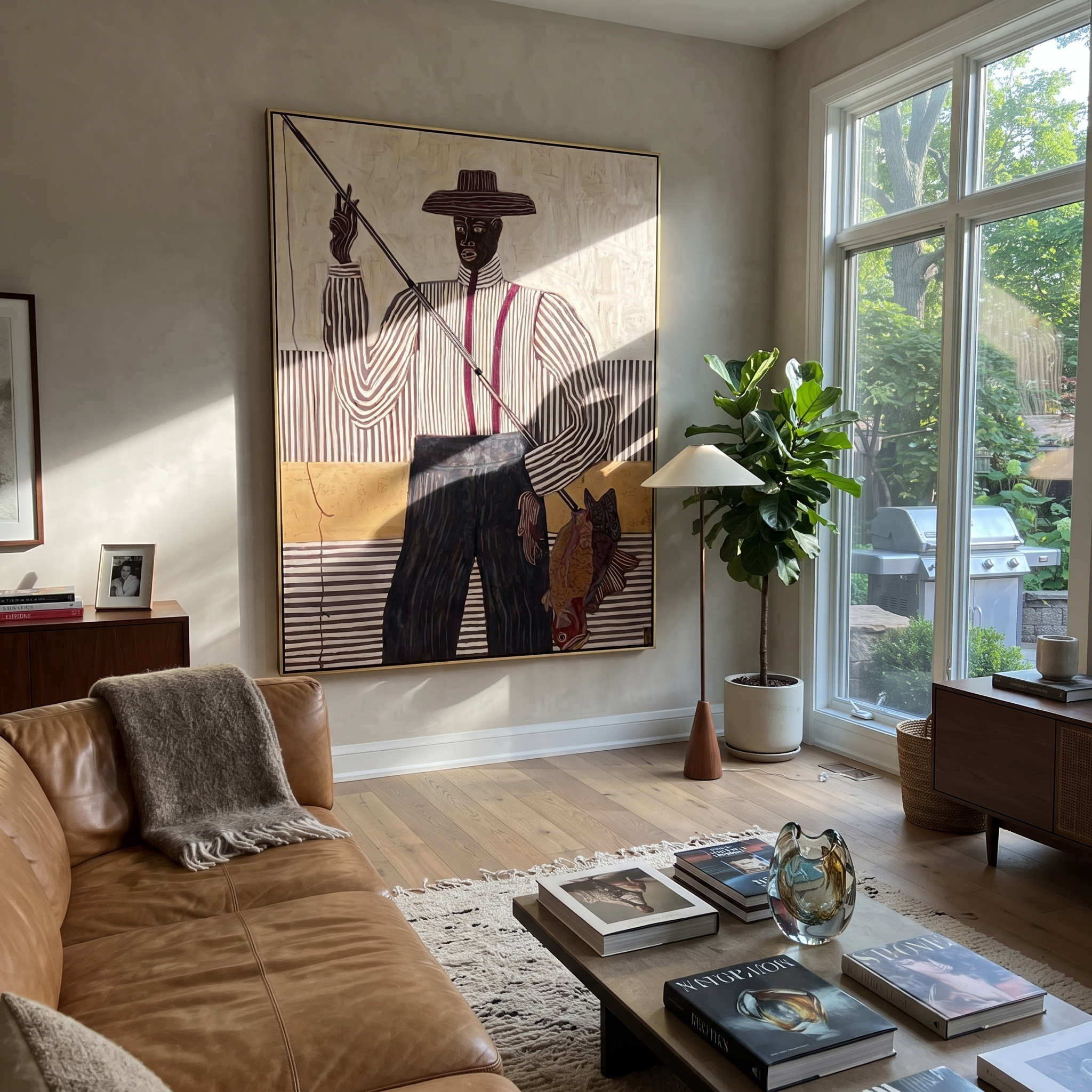 Purple Lines Cast Hook displayed in a warm contemporary interior