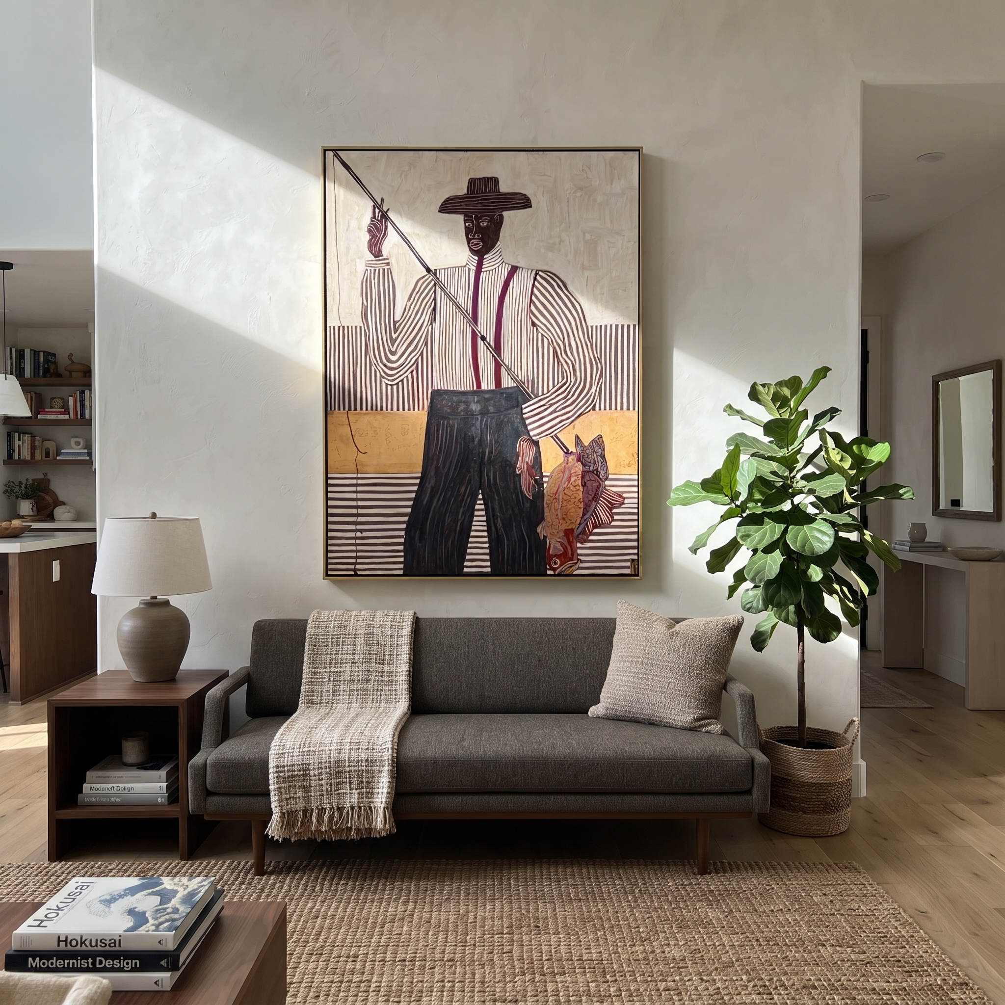 Purple Lines Cast Hook styled in a layered residential interior