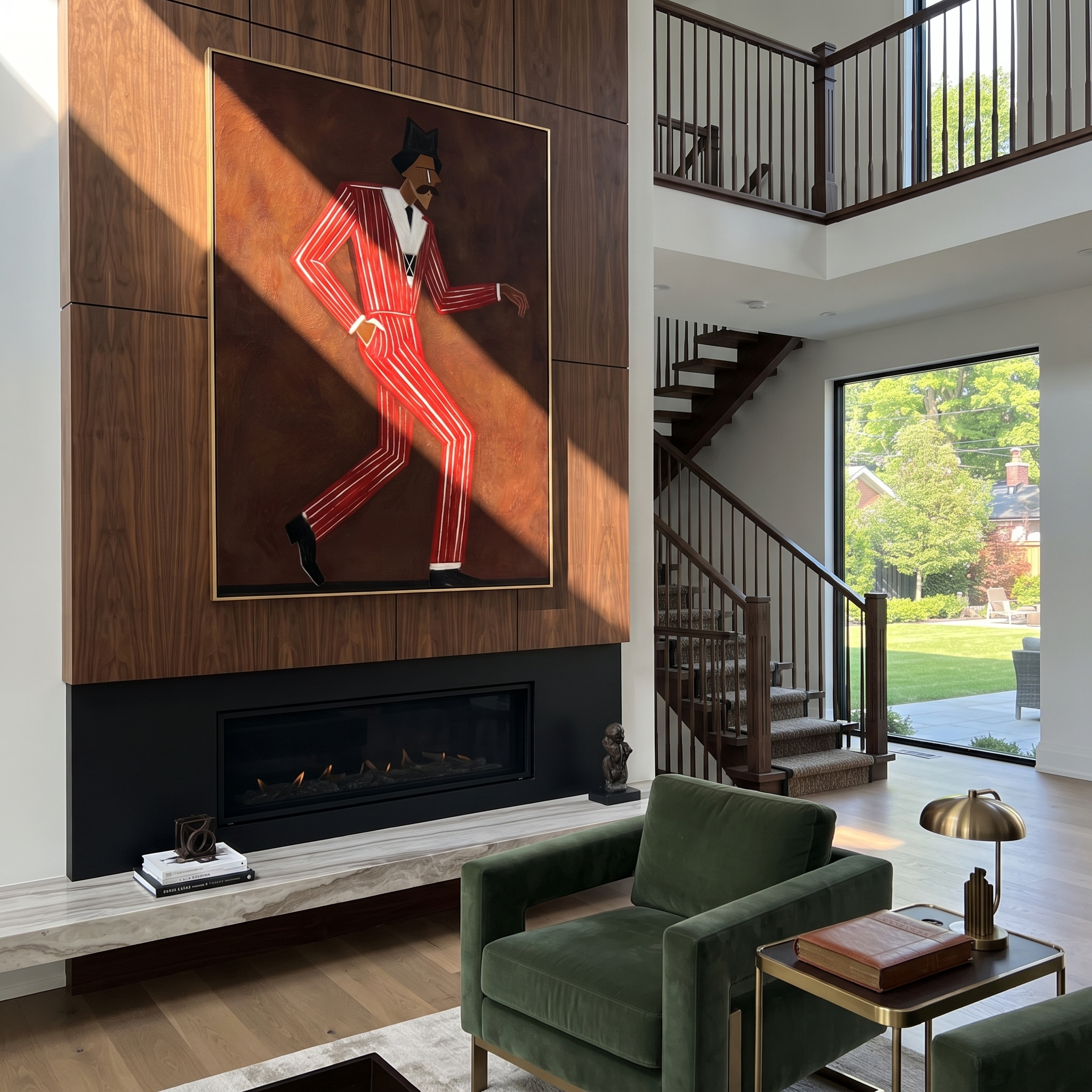 Scarlet Steps Cross Burgundy styled in a layered residential interior
